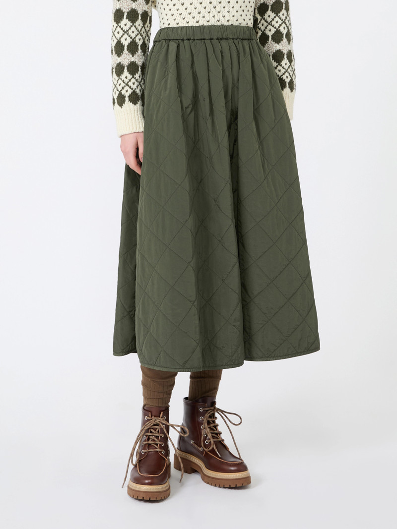 BRIOSE Technical plain-weave fabric flared skirt - KAKI 3