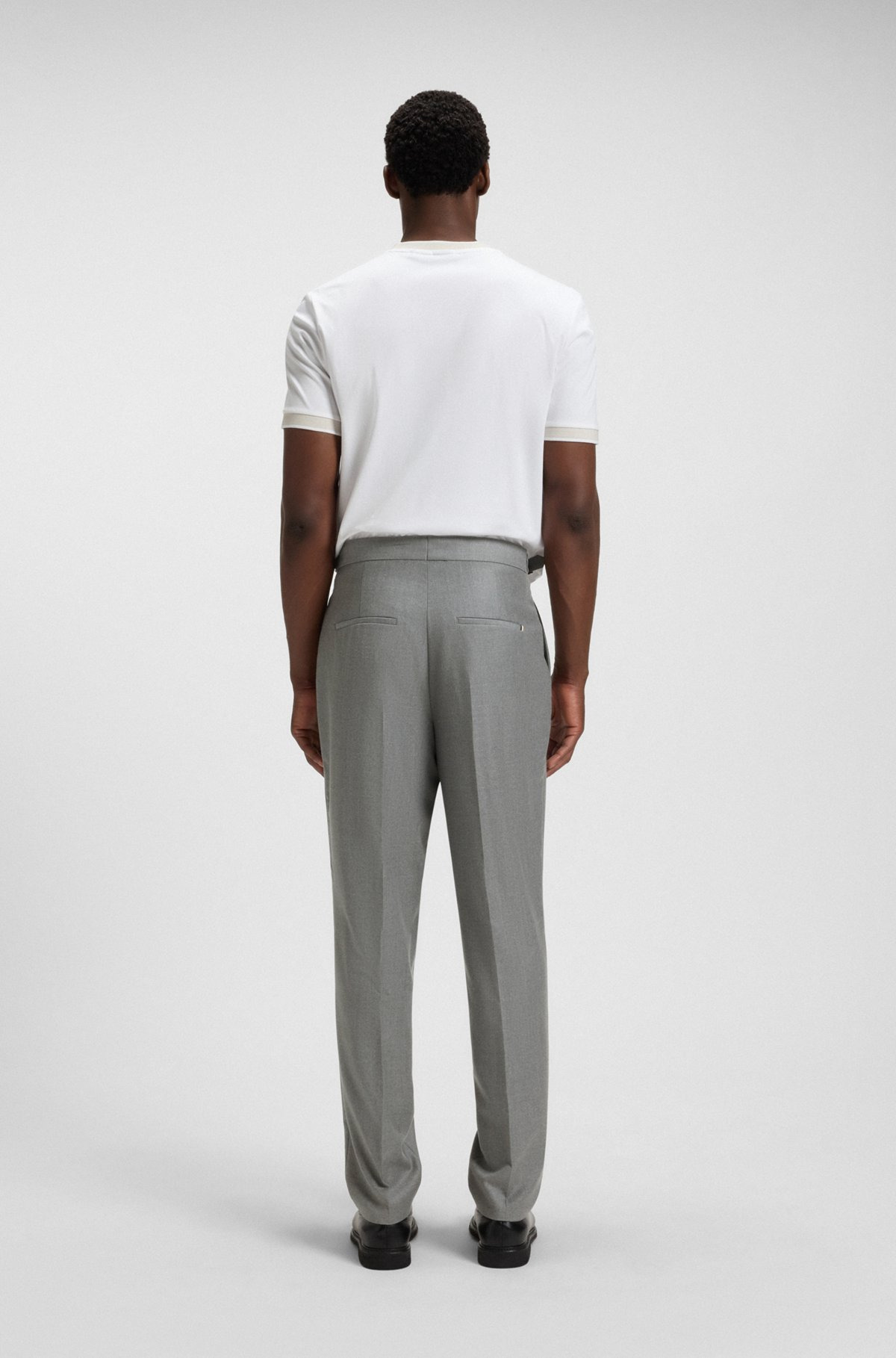 TAPERED-FIT TROUSERS IN MELANGE VIRGIN WOOL - 4