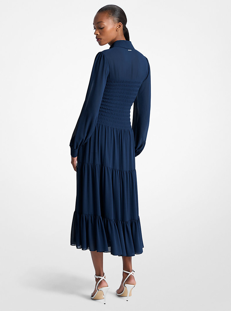 MICHAEL KORS Smocked Georgette Shirtdress outlook