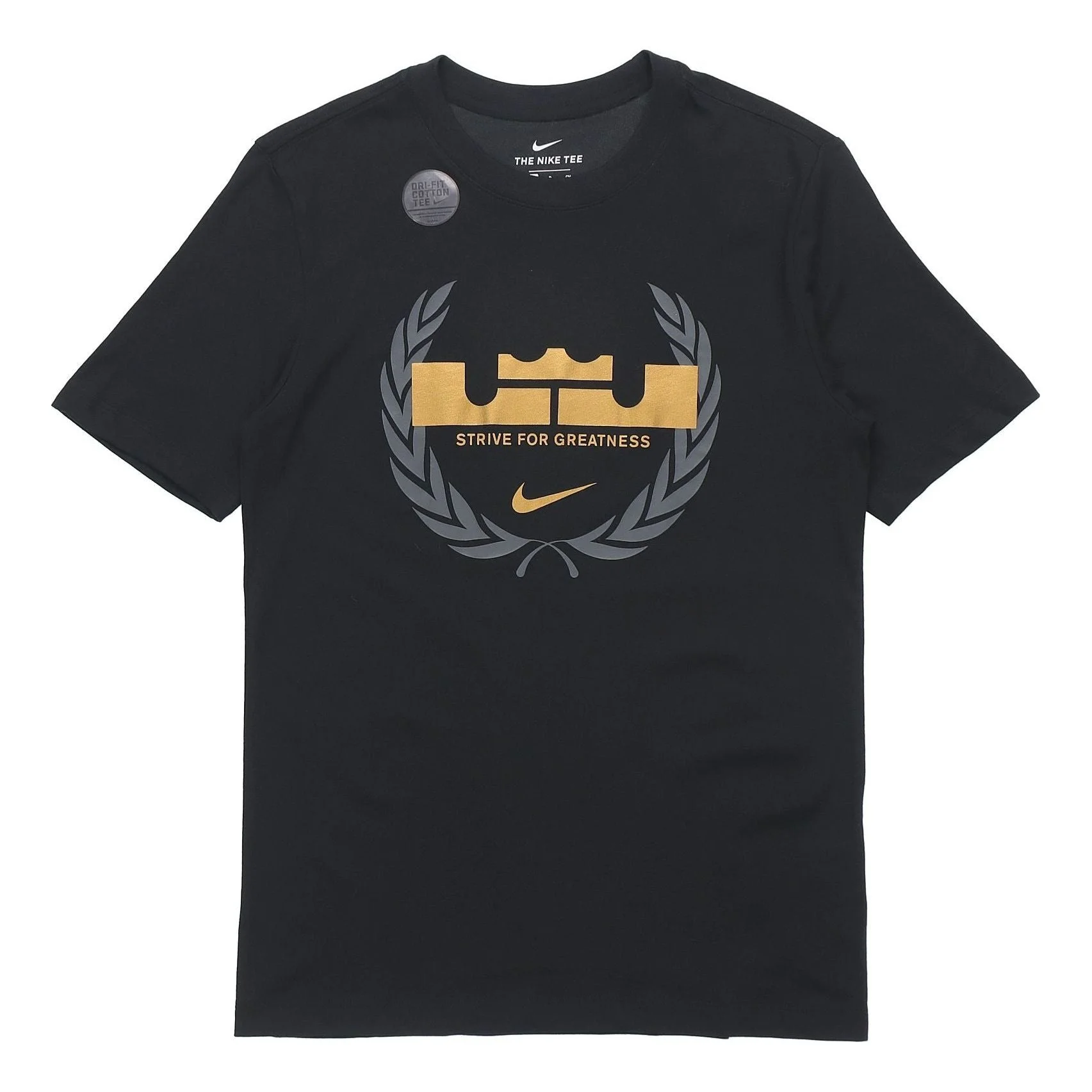 Nike Dri-FIT LeBron Logo Round Neck Quick Dry Basketball Sports Short Sleeve Black CV2048-010 - 1