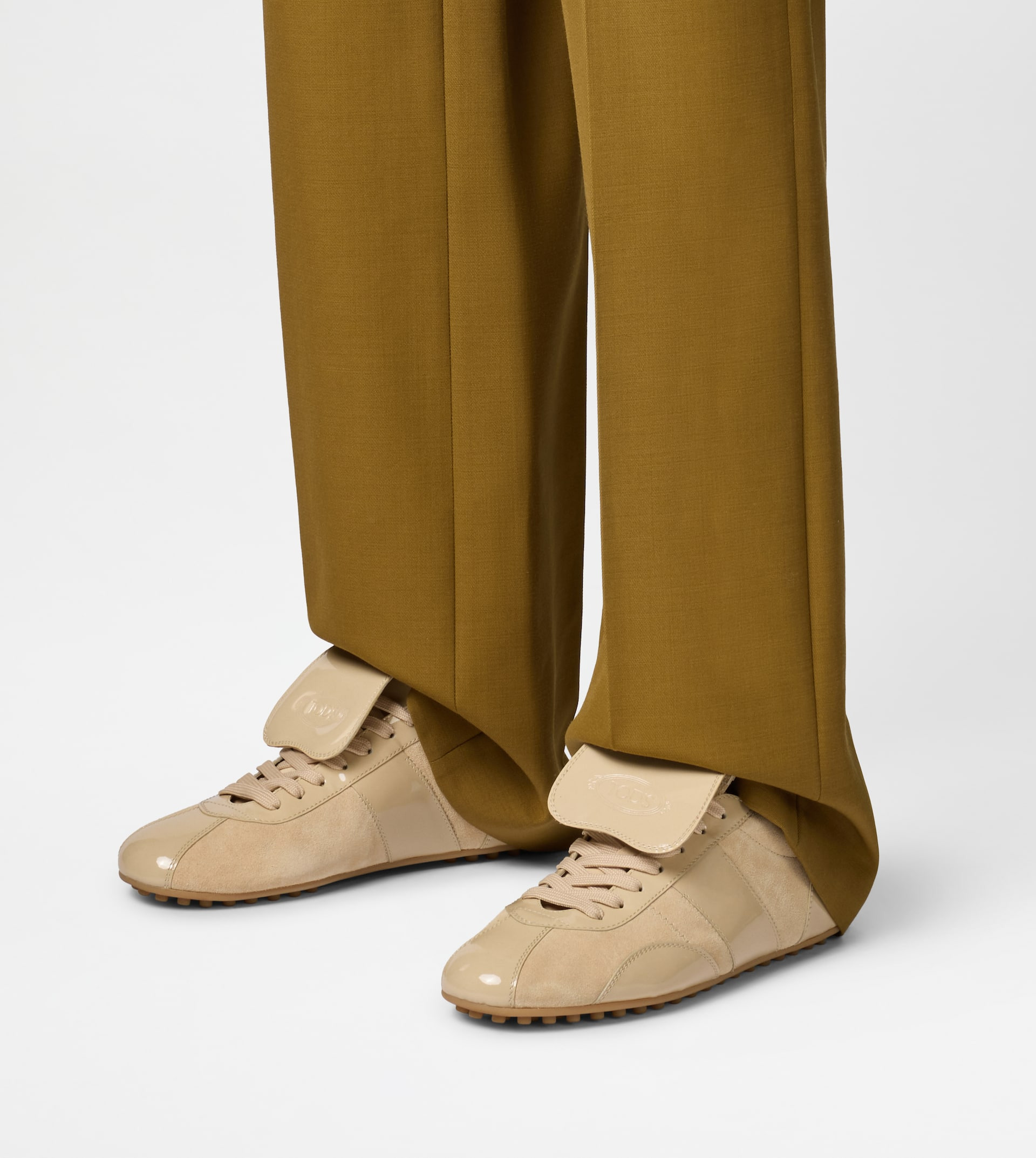 TOD'S T-MARATHON SNEAKERS IN PATENT LEATHER - BEIGE - 7