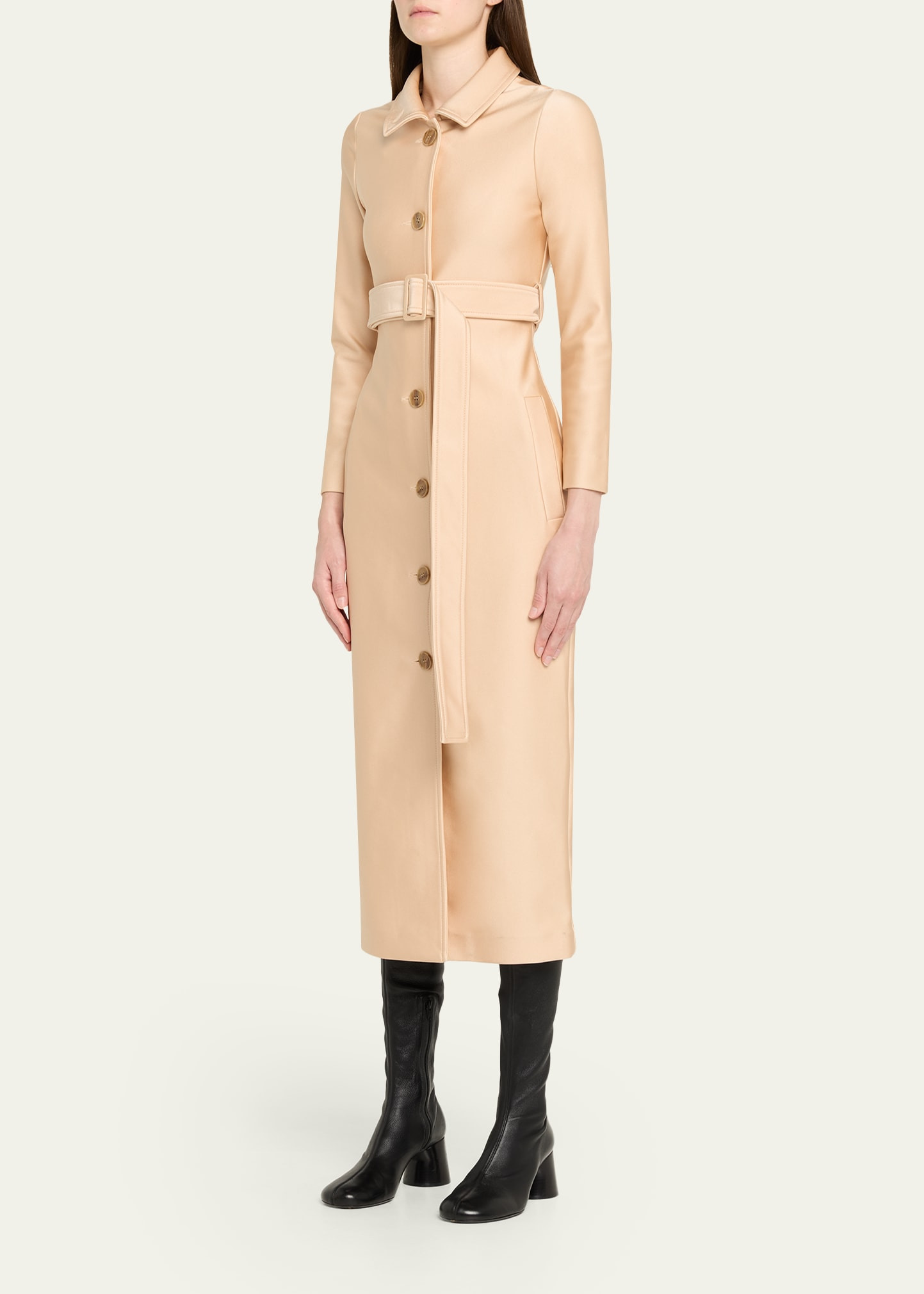 Slim-Fit Long Trench Coat - 4