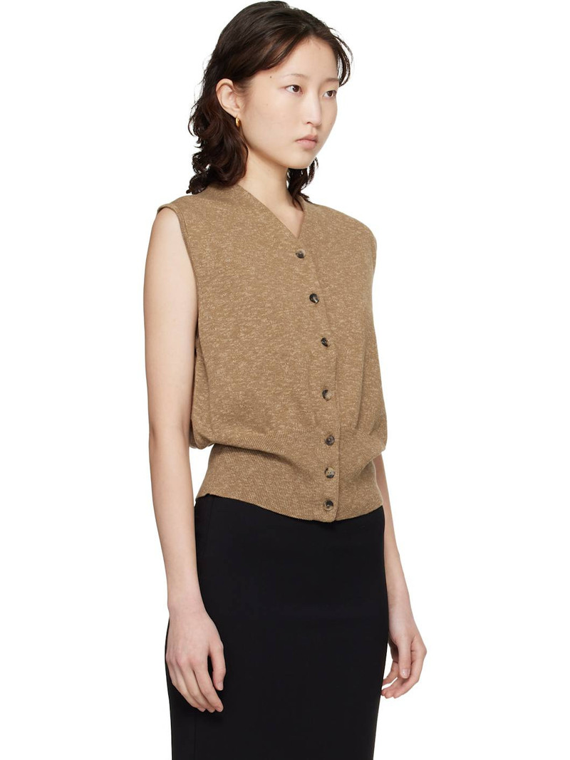 Khaki Flecked Cotton Waistcoat 2