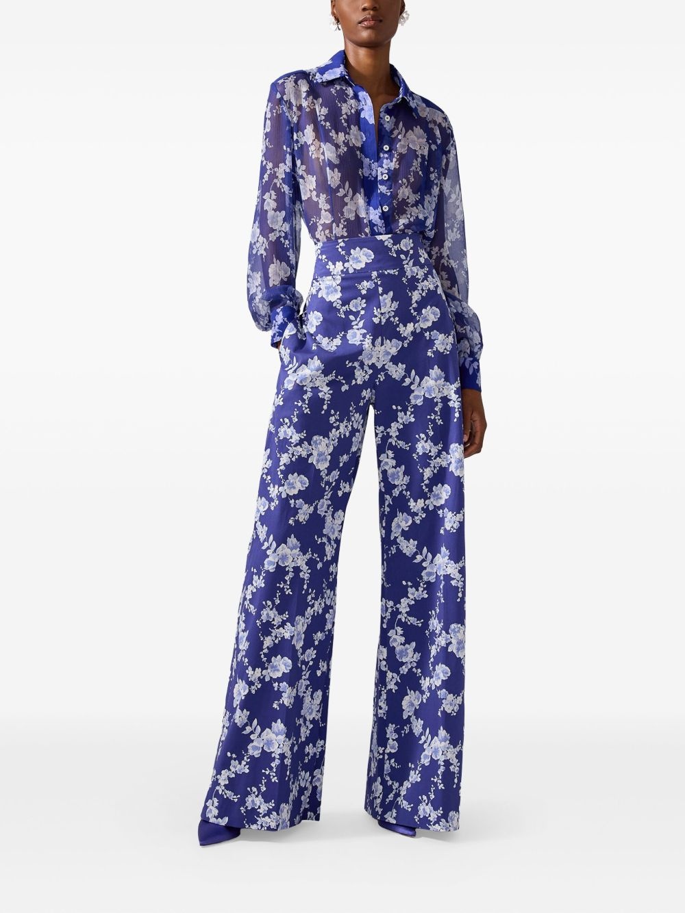 floral-print wide-leg trousers - 2