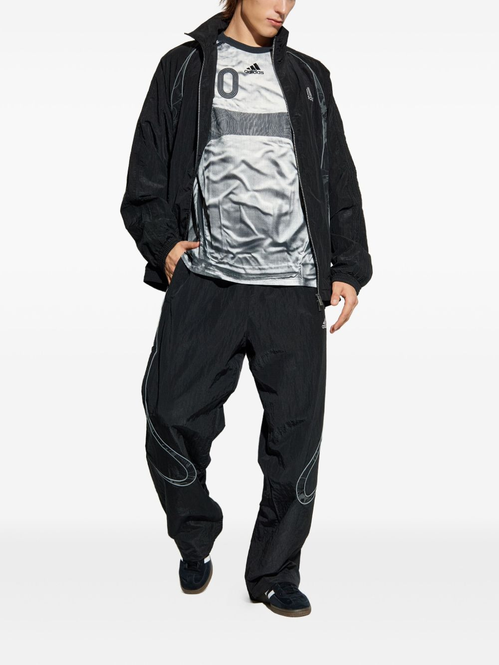 elasticated curved-line trousers - 2