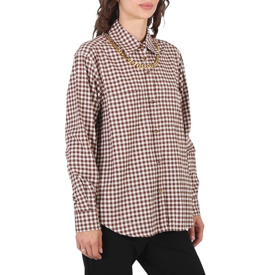 Burberry Gingham Cotton Check Chain Detail Shirt - 5