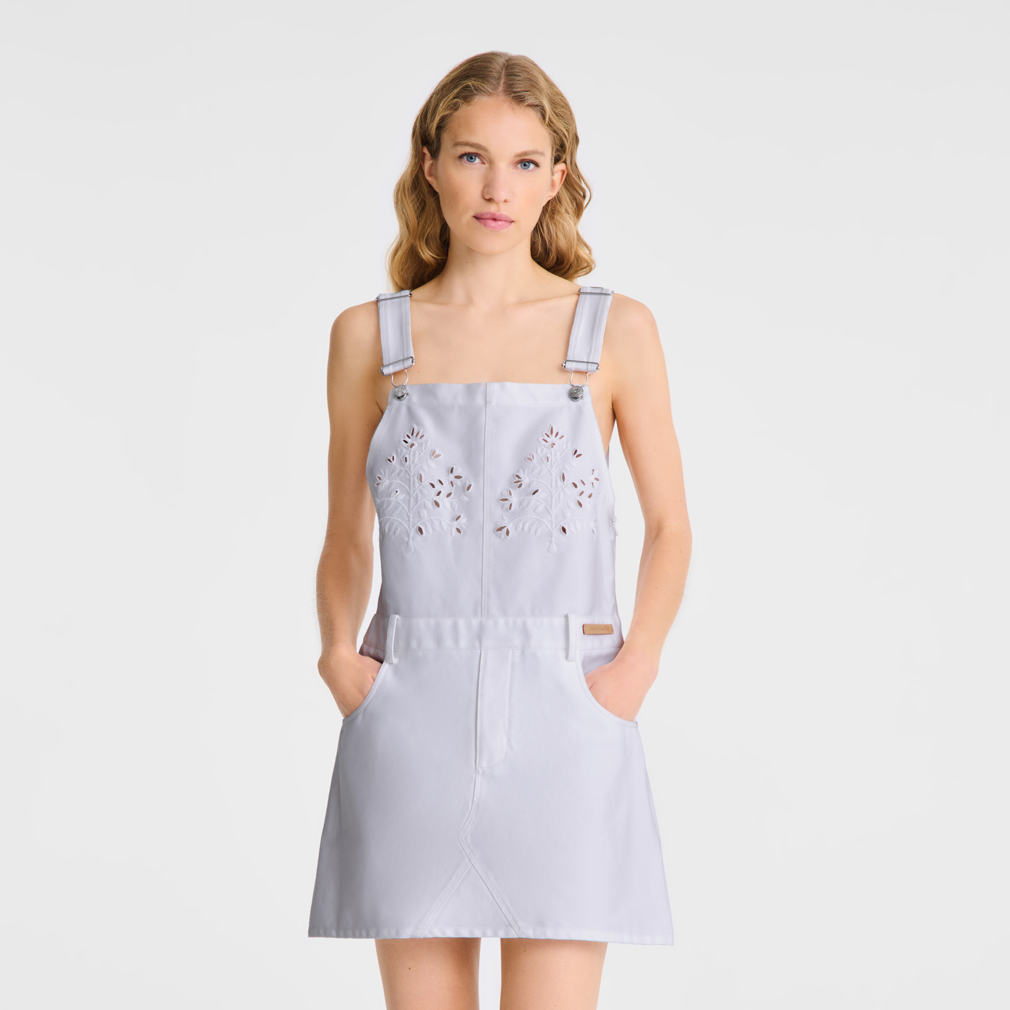 Dress White - Embroidered gabardine - 2