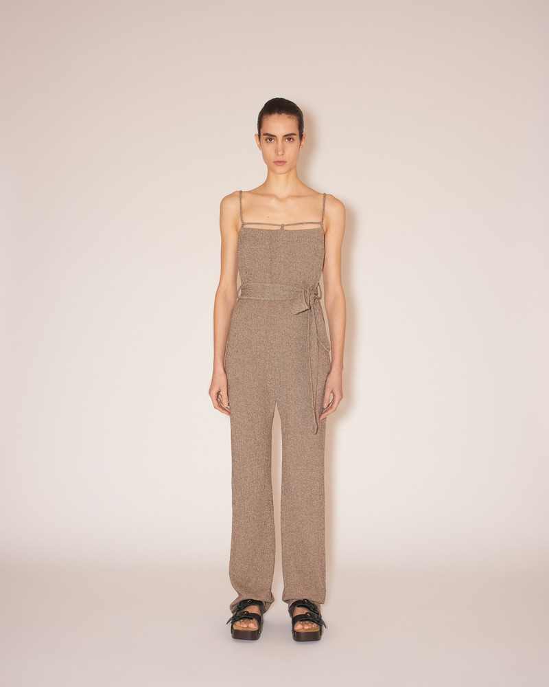 Nanushka CADO - Crepe melange tie-waist jumpsuit - Brown outlook