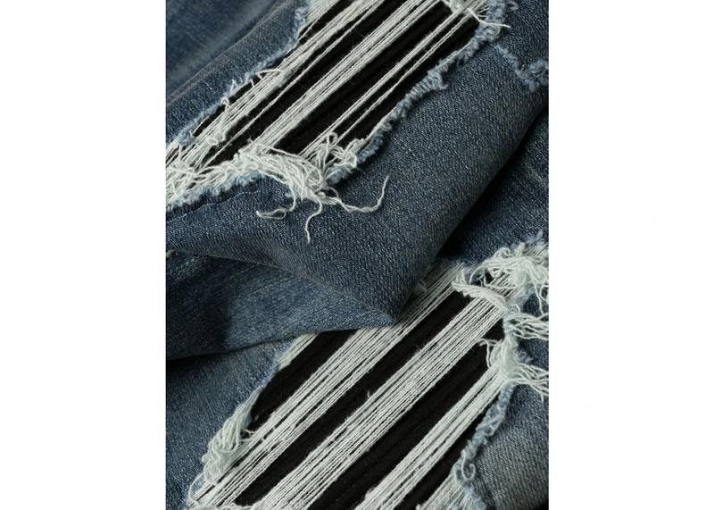 AMIRI AMIRI Stonewashed Distressed Slim Cut Jeans Deep Classic Blue outlook