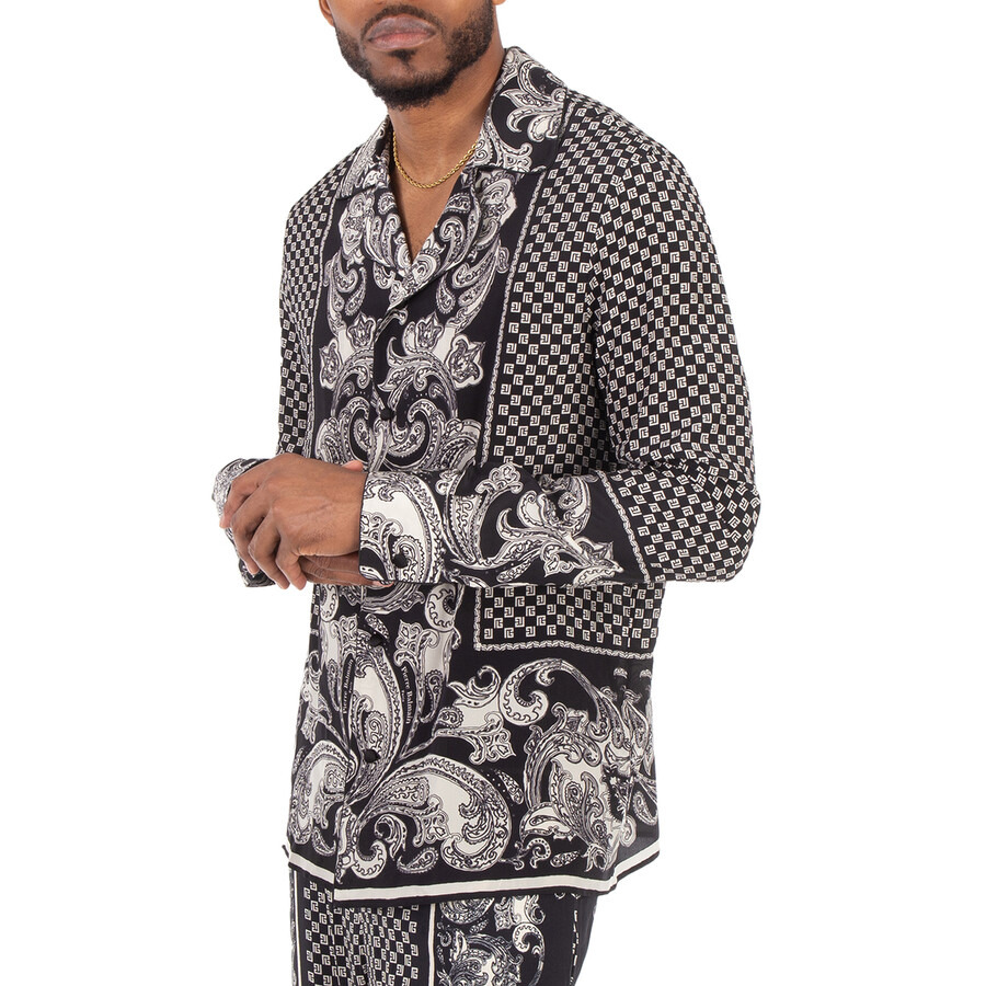 Balmain Monogram-Print Silk Shirt - 4