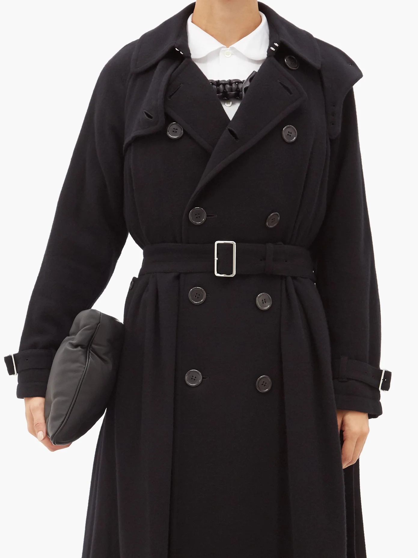 Double-breasted wool trench coat - 6