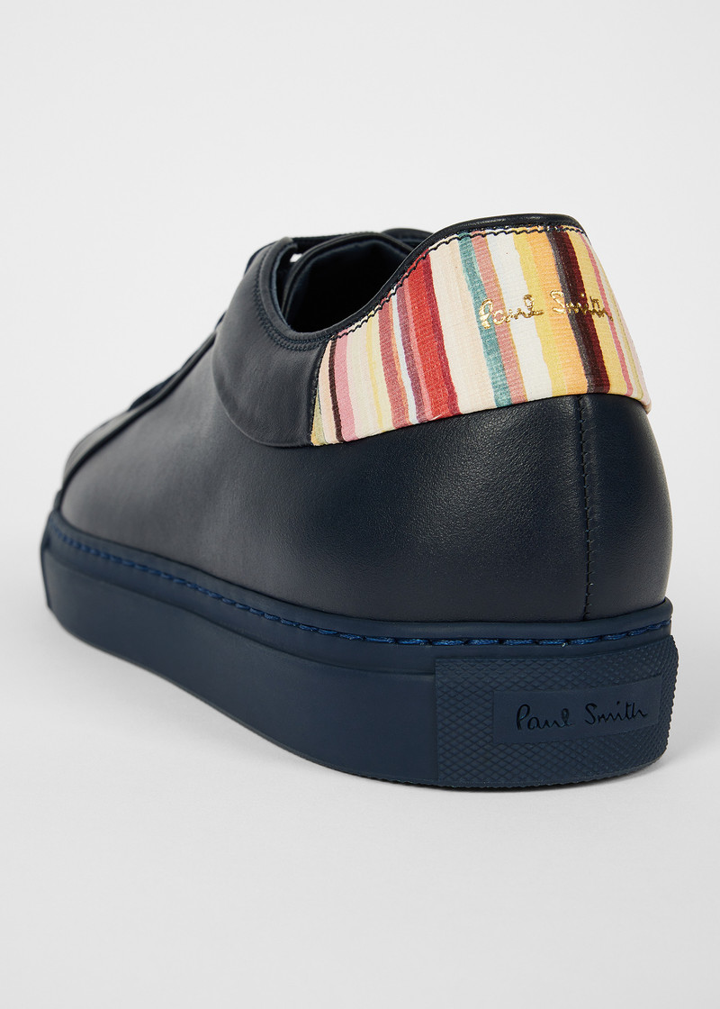 Paul Smith Navy 'Basso' Trainers with Stripe Trim outlook