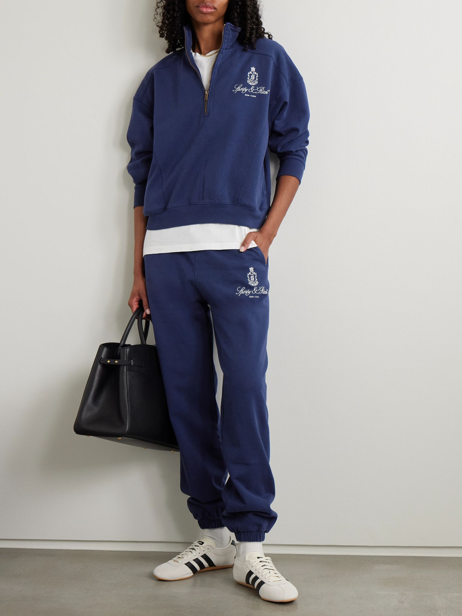 Vendome embroidered cotton-jersey track pants Navy - 2