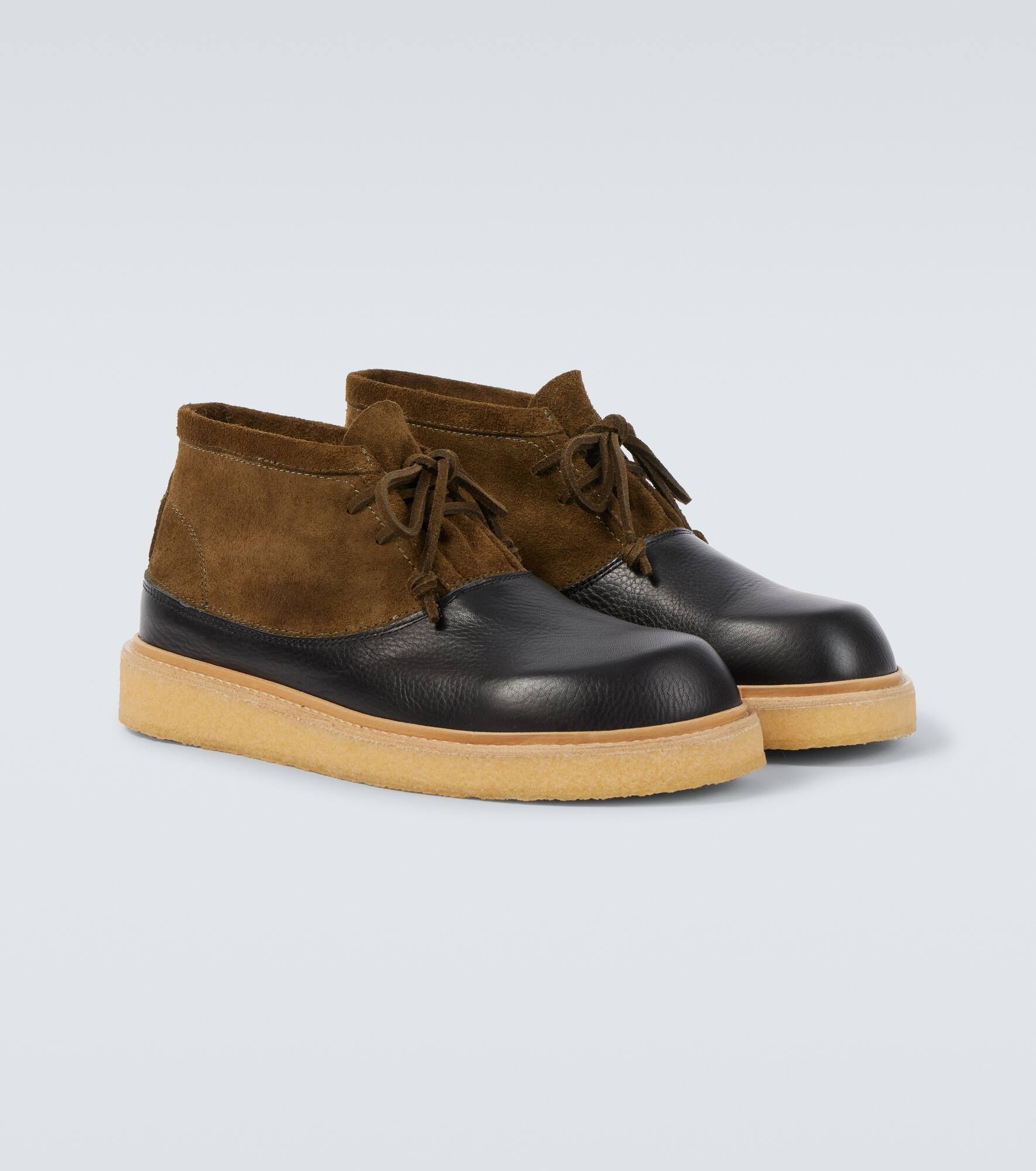 Patchy suede combat boots - 5