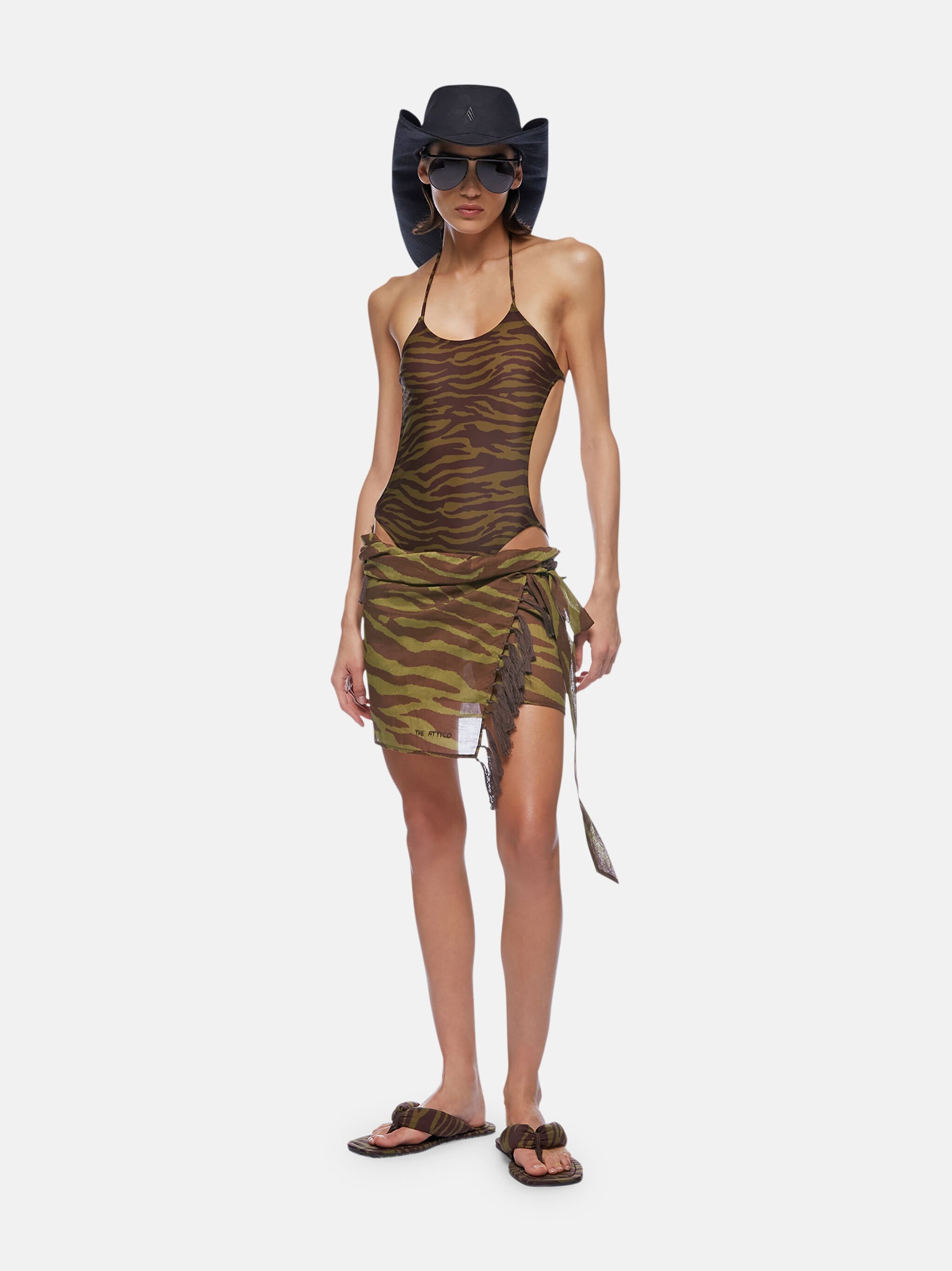 DARK GREEN AND DARK BROWN PAREO - 2