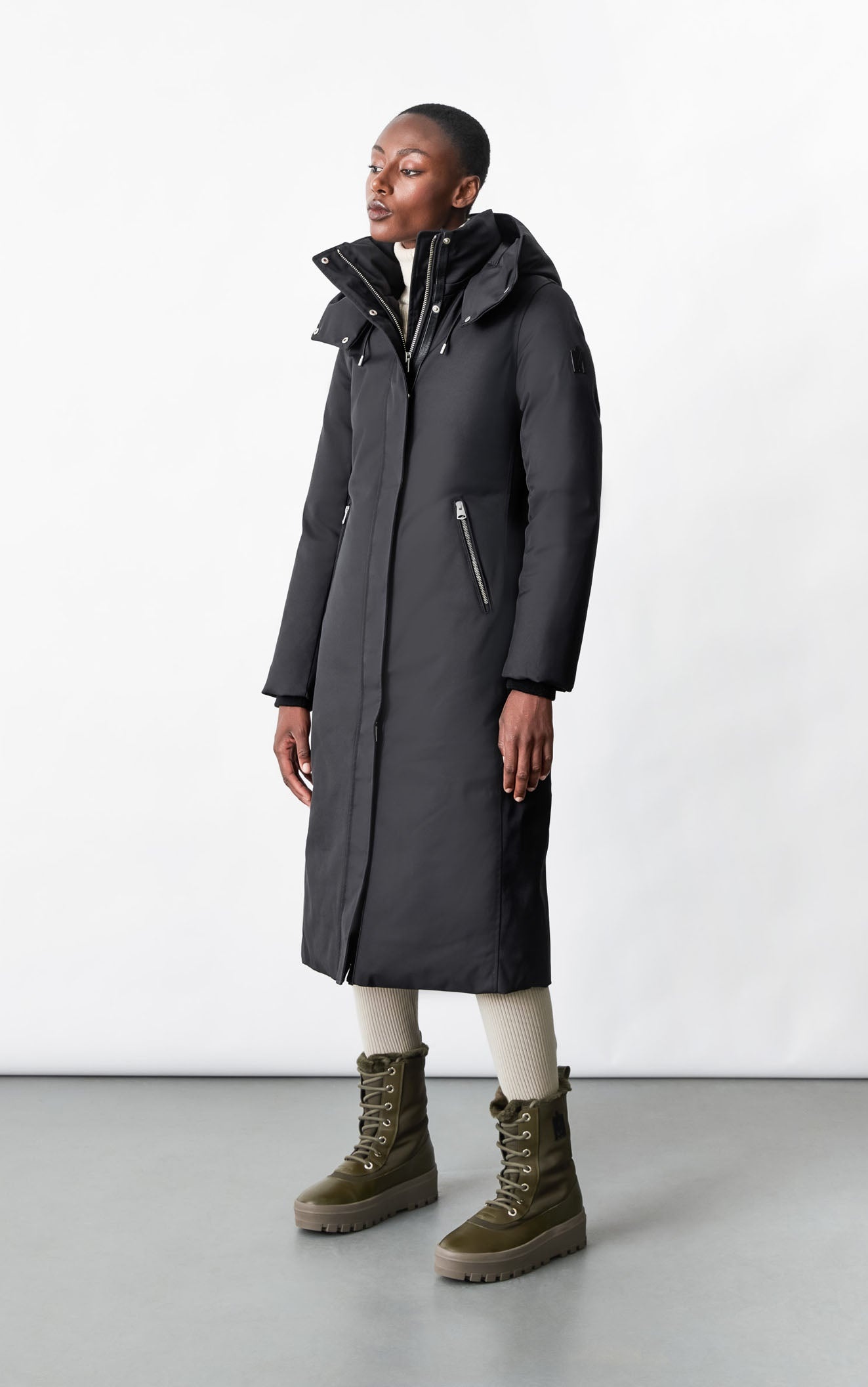 MACKAGE KELSIE Long twill down coat with hood for ladies REVERSIBLE