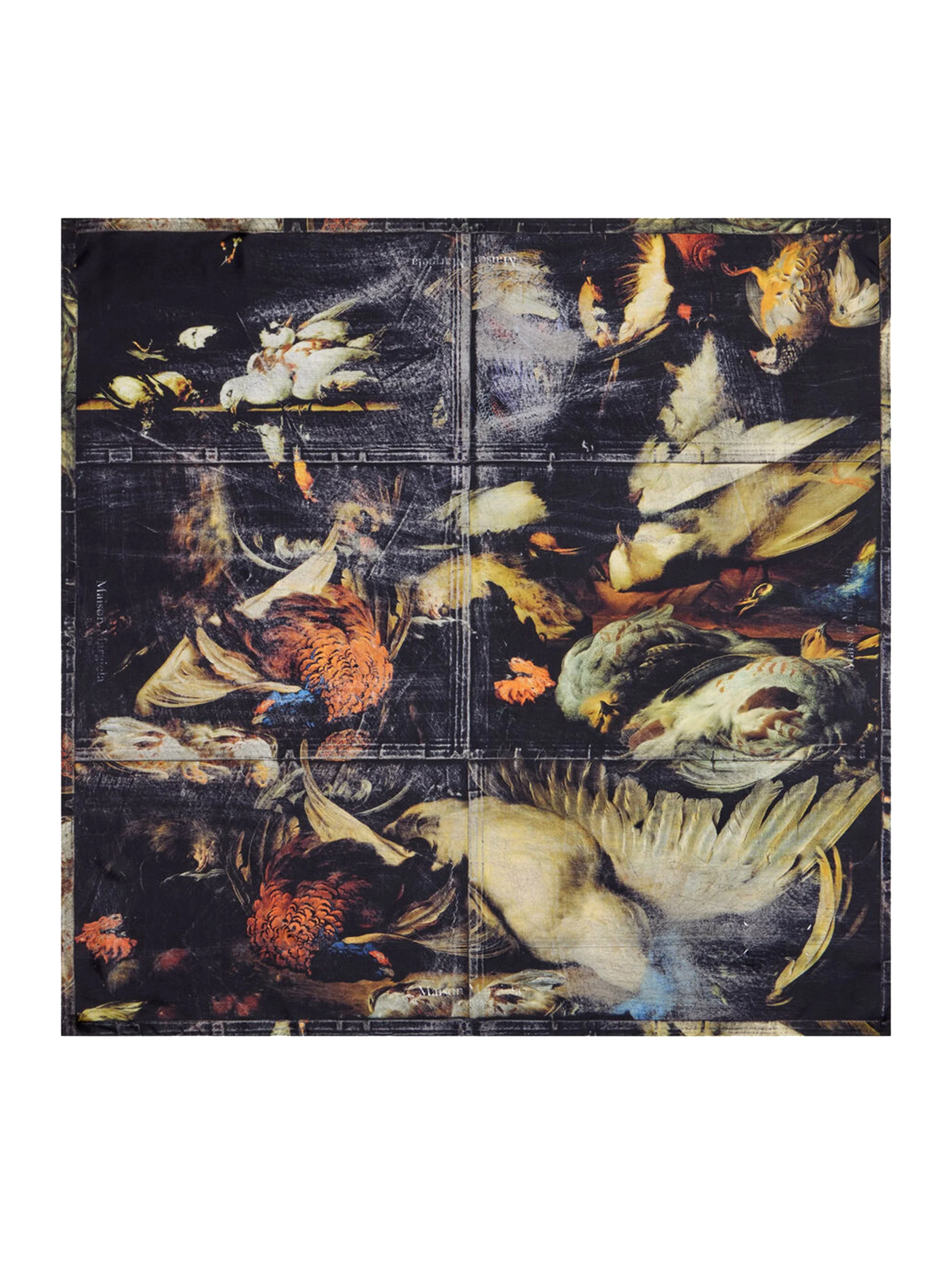 BIRDS SILK FOULARD SQUARE 90 - BLACK/BROWN PRINT - 1
