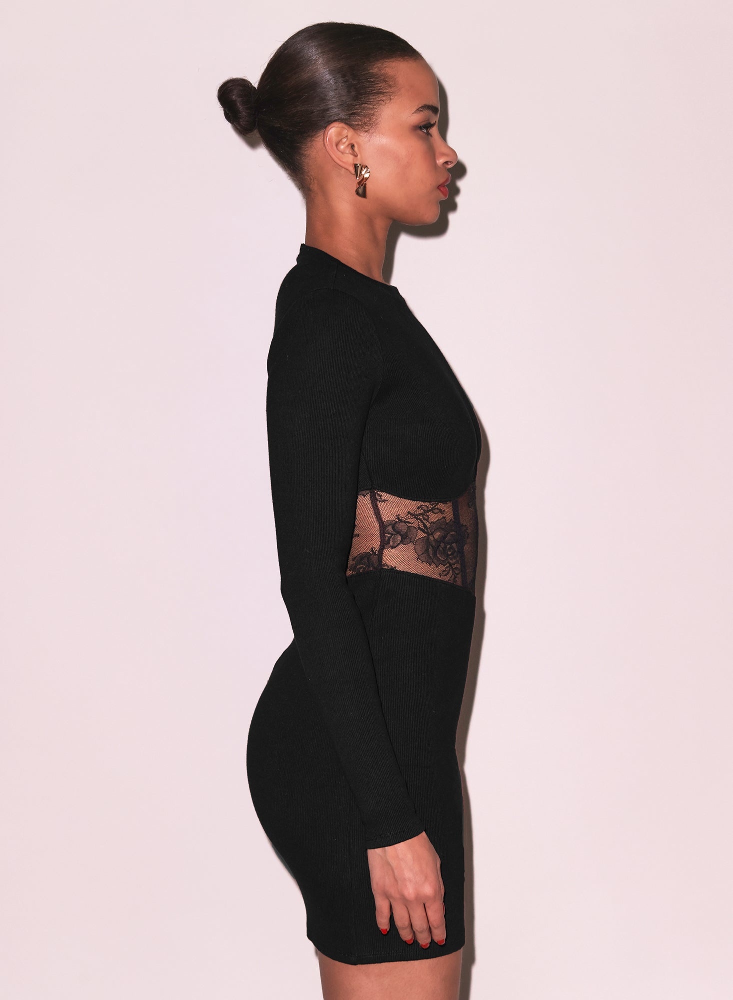 Rib and Bouquet Lace Boned Dress - 6