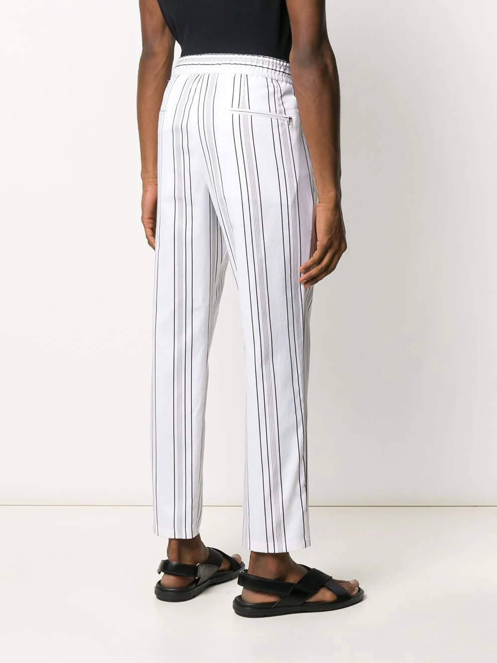 drawstring straight striped trousers - 4