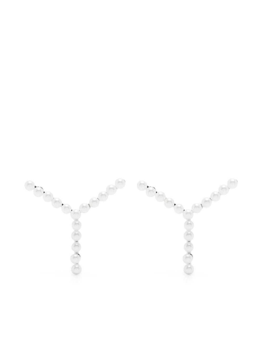 Mini Y pearl-detail earrings - 2