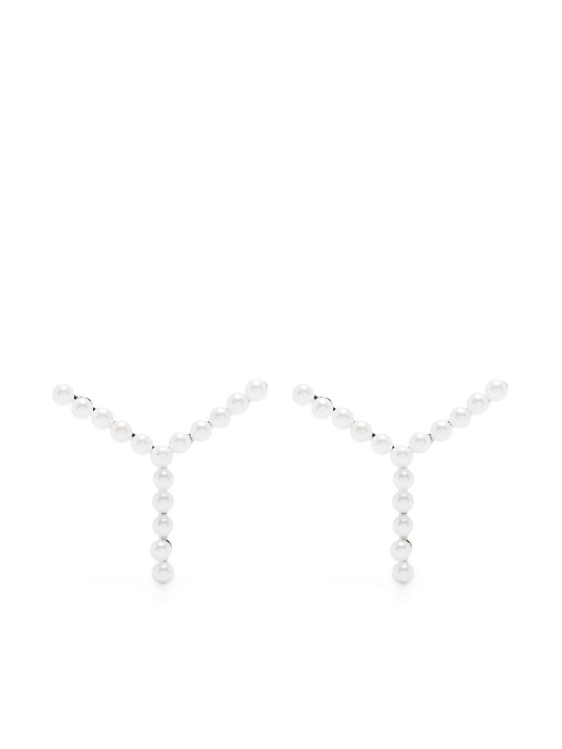 Y/Project Mini Y pearl-detail earrings outlook