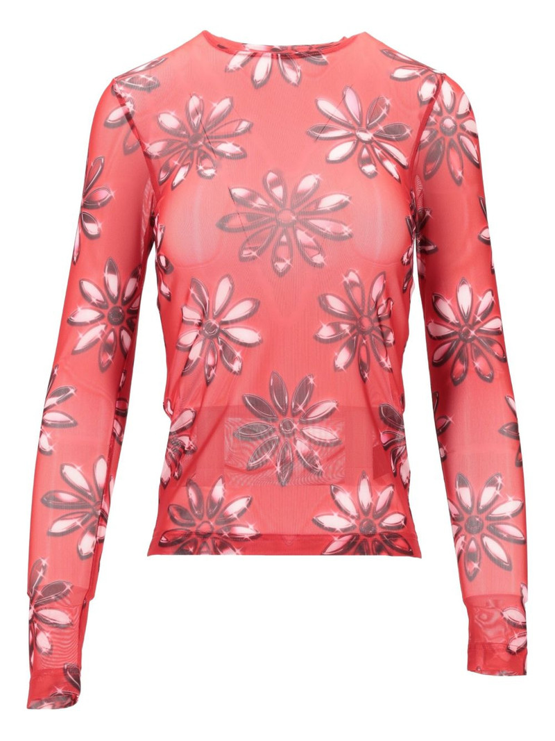 floral long-sleeved T-shirt 1