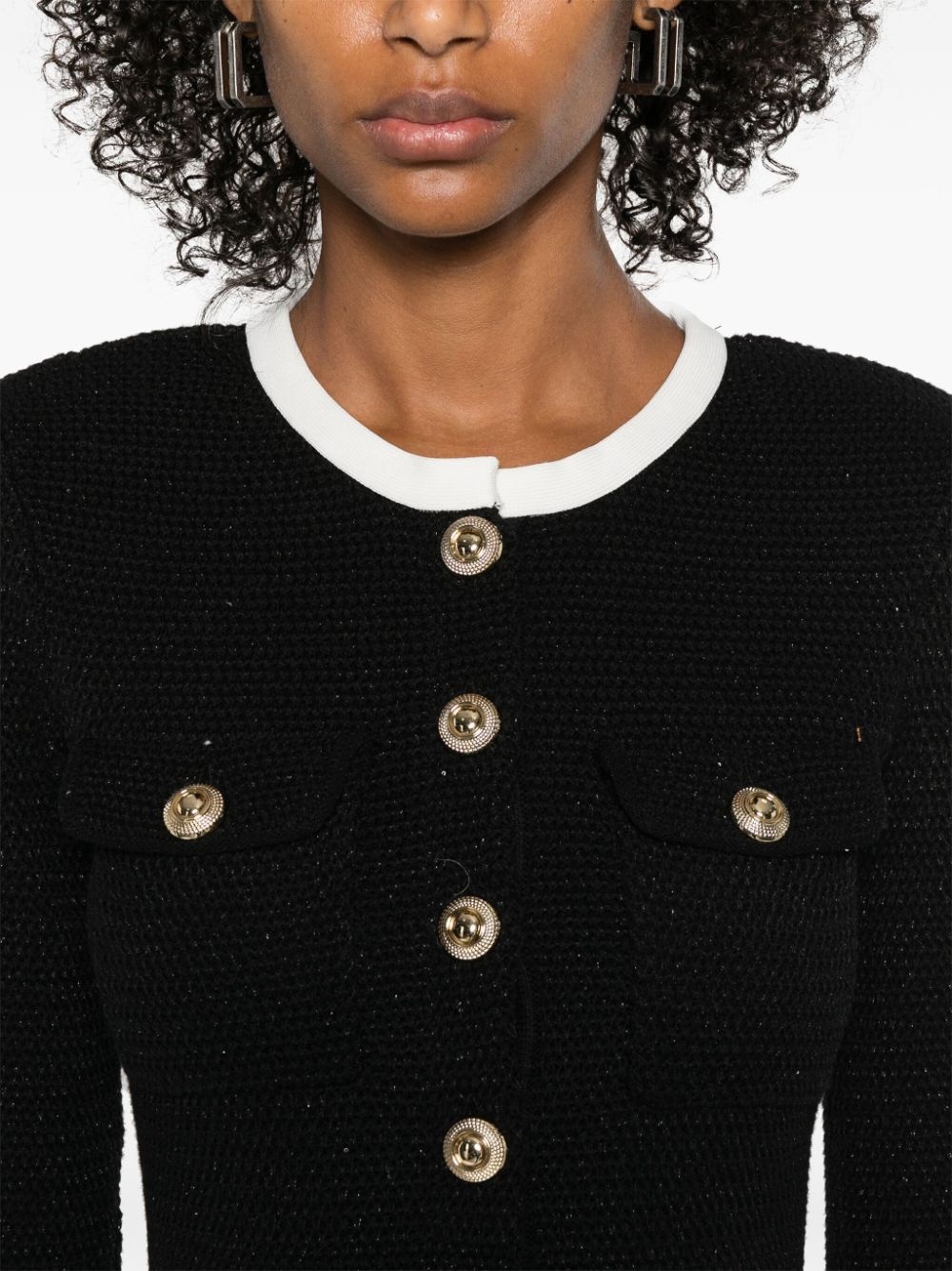 knitted contrast-collar mini dress - 5