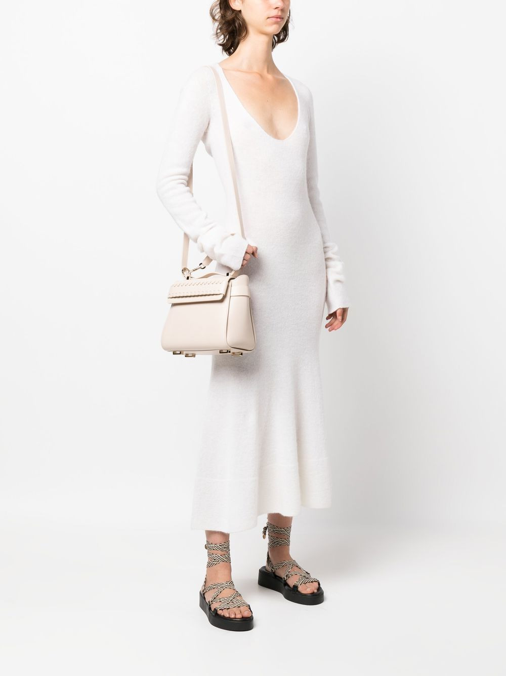 embossed-logo leather tote bag - 2