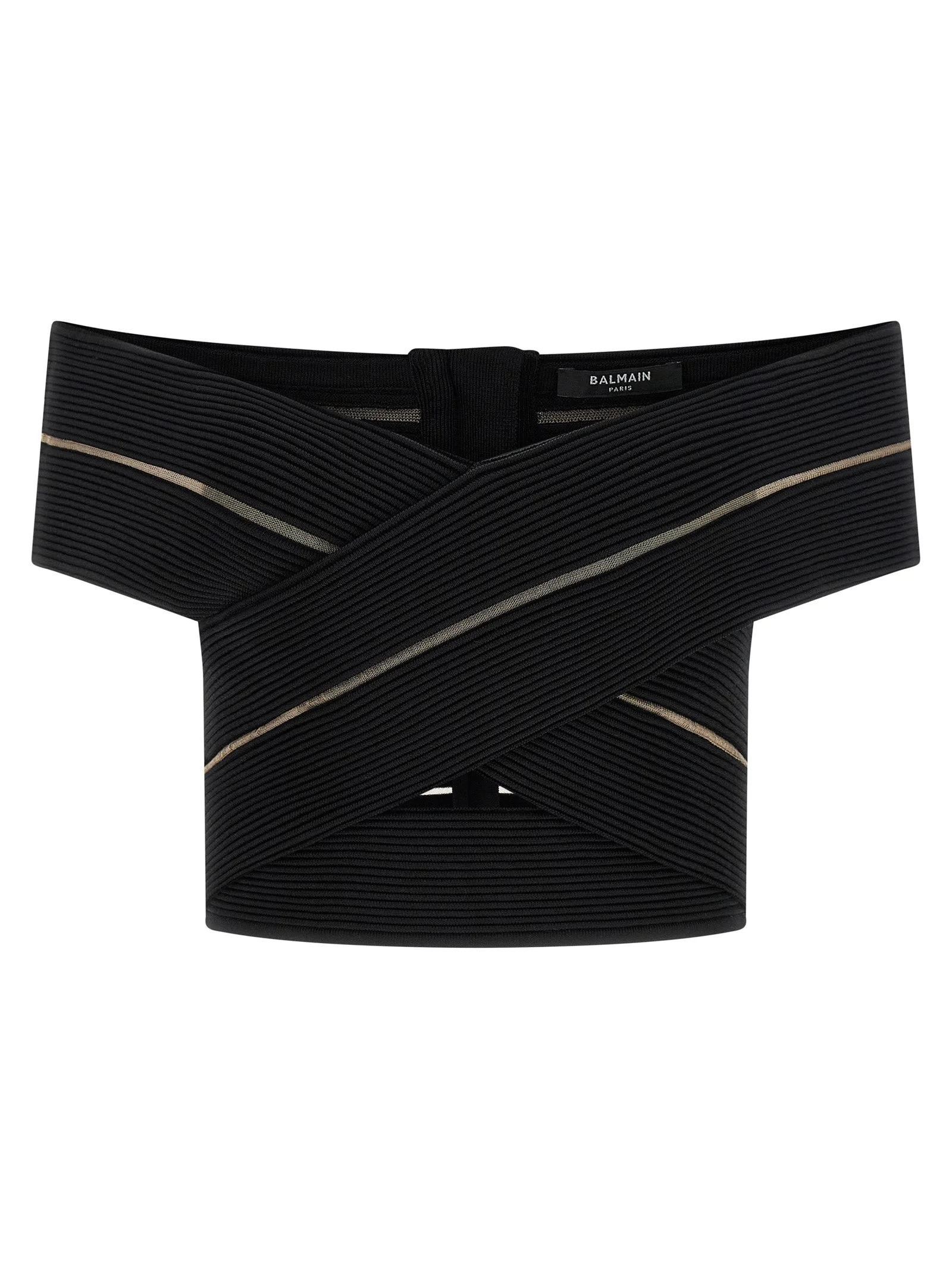 Balmain Women Off-The-Shoulder Crop Top - 1