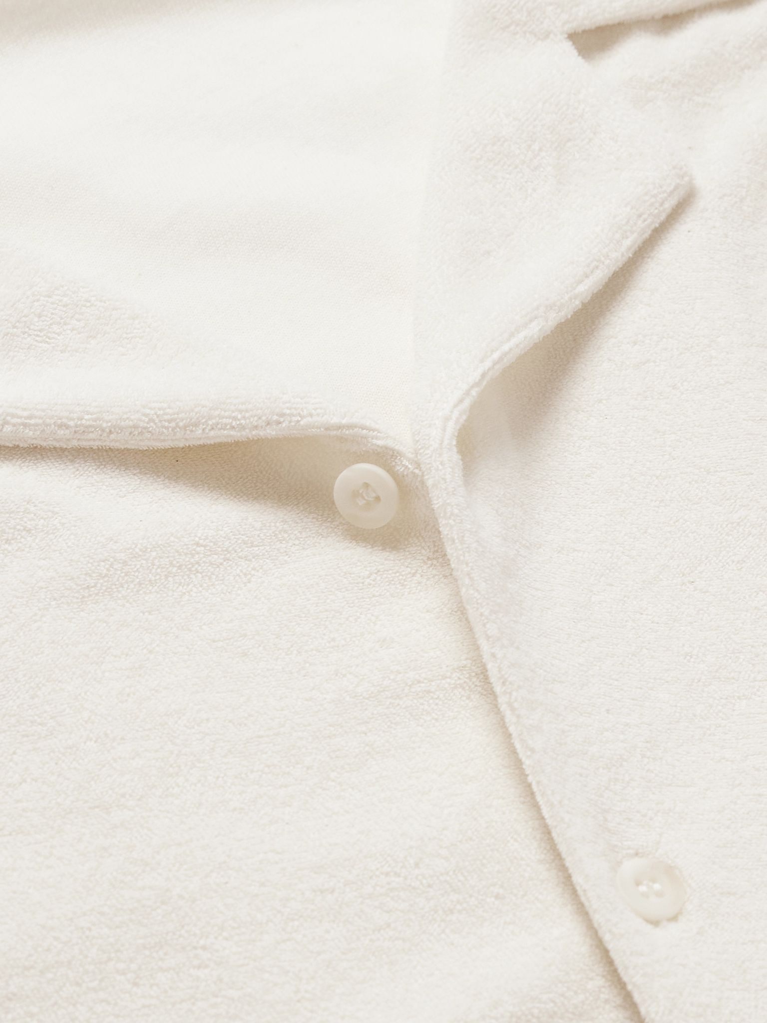 Camp-Collar Cotton-Terry Shirt Ecru - 4