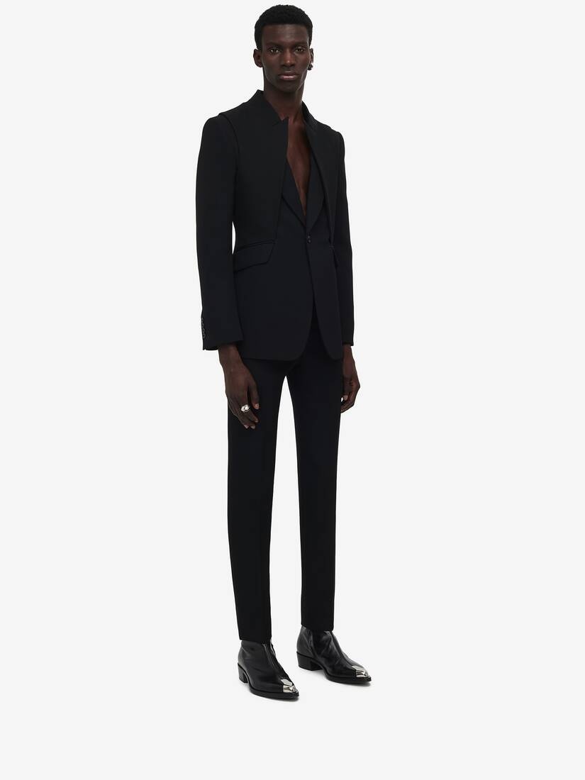 Men's Reconstructed Layered Jacket in Black - 3