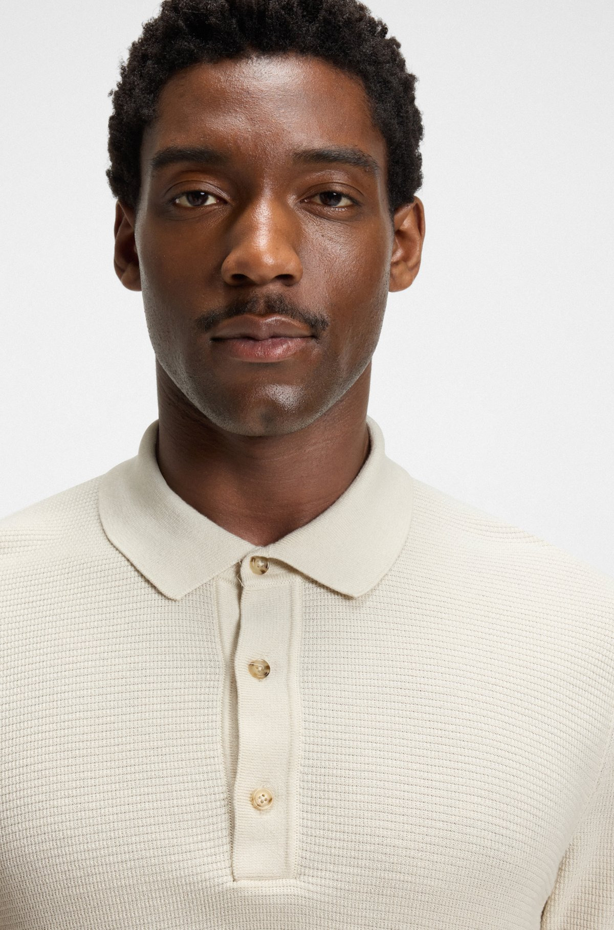 REGULAR-FIT KNIT POLO BLENDED WITH COTTON - 3