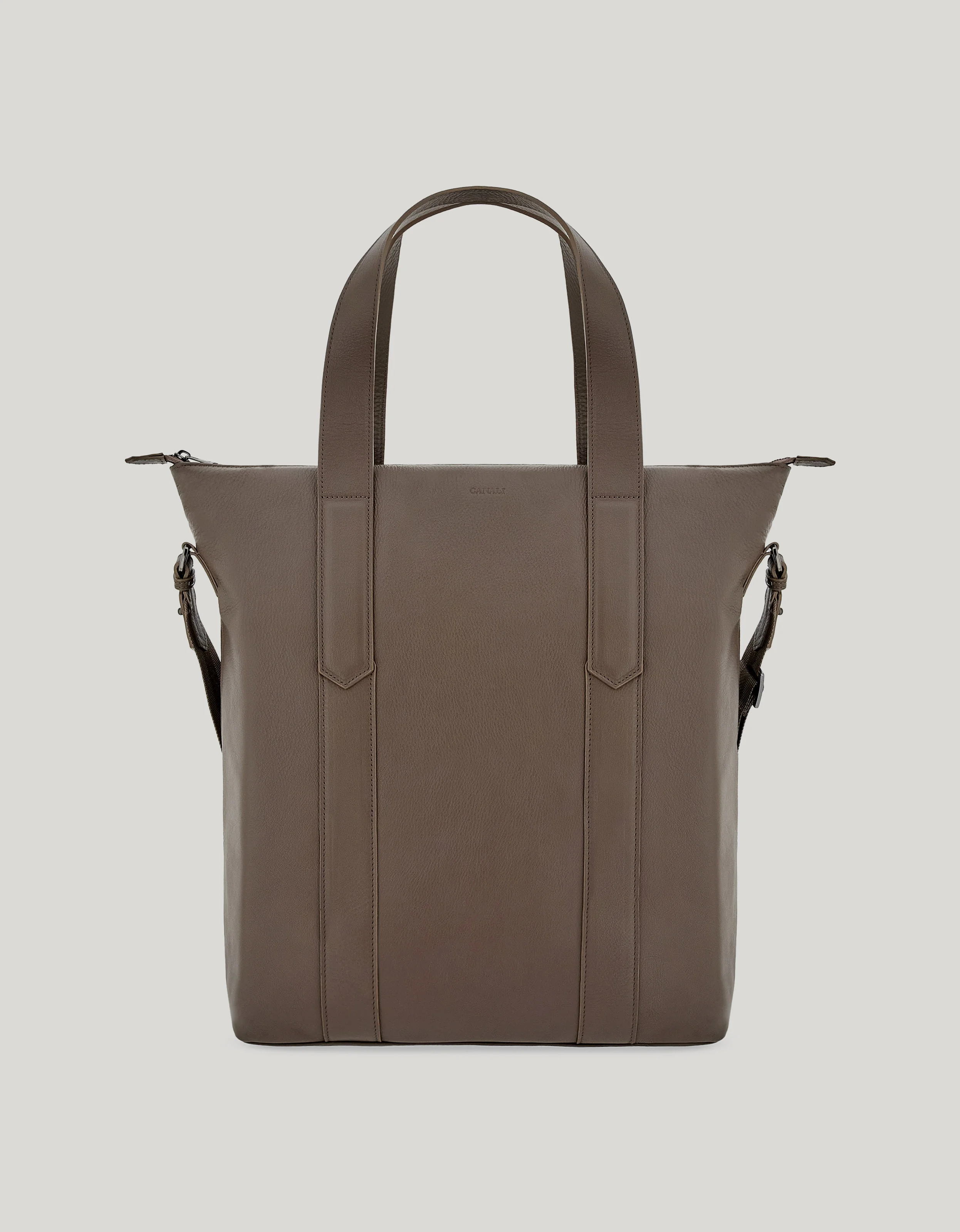 WALNUT HAMMERED CALFSKIN TOTE BAG - 1
