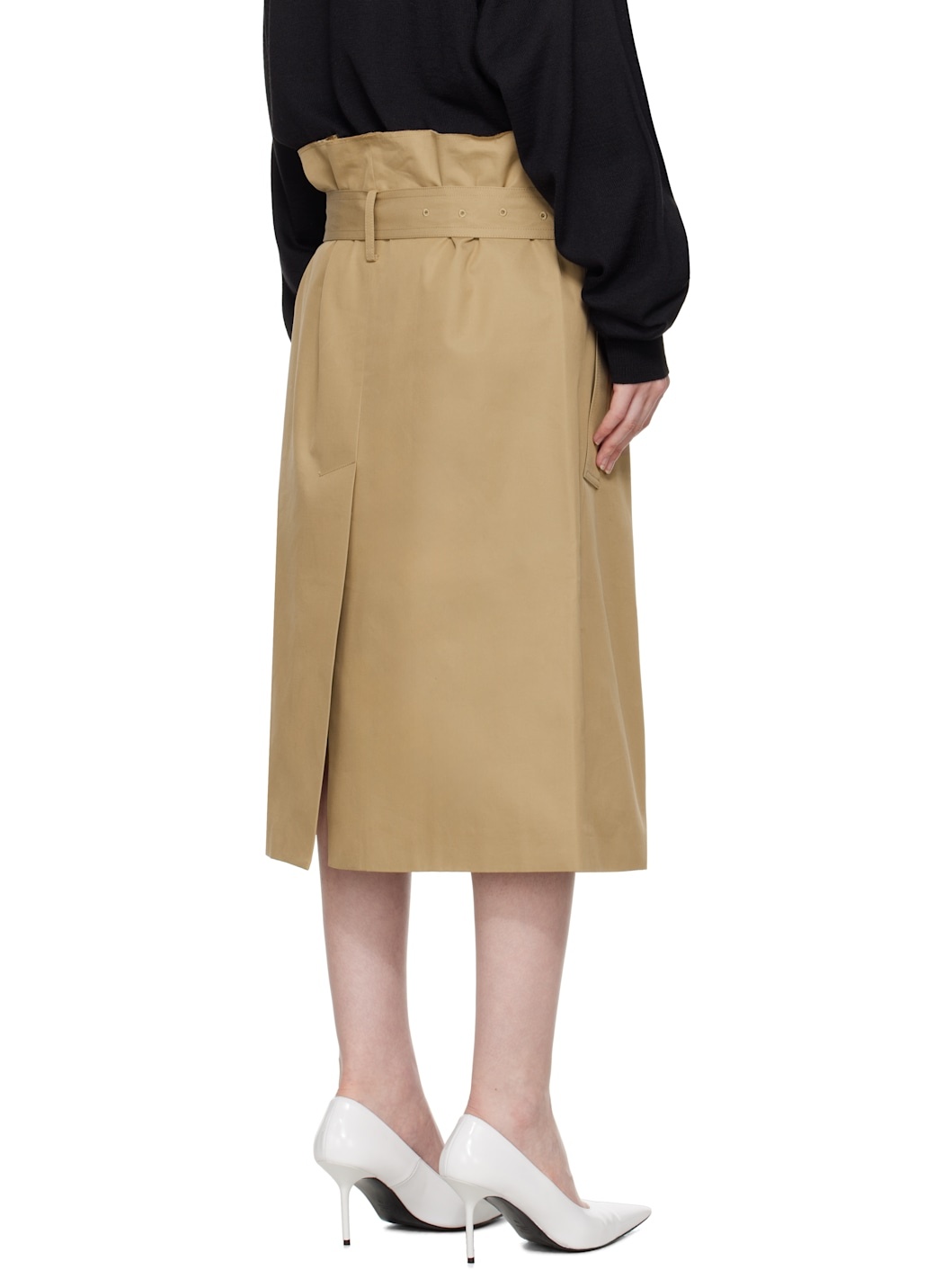 Beige Deconstructed Midi Skirt - 3