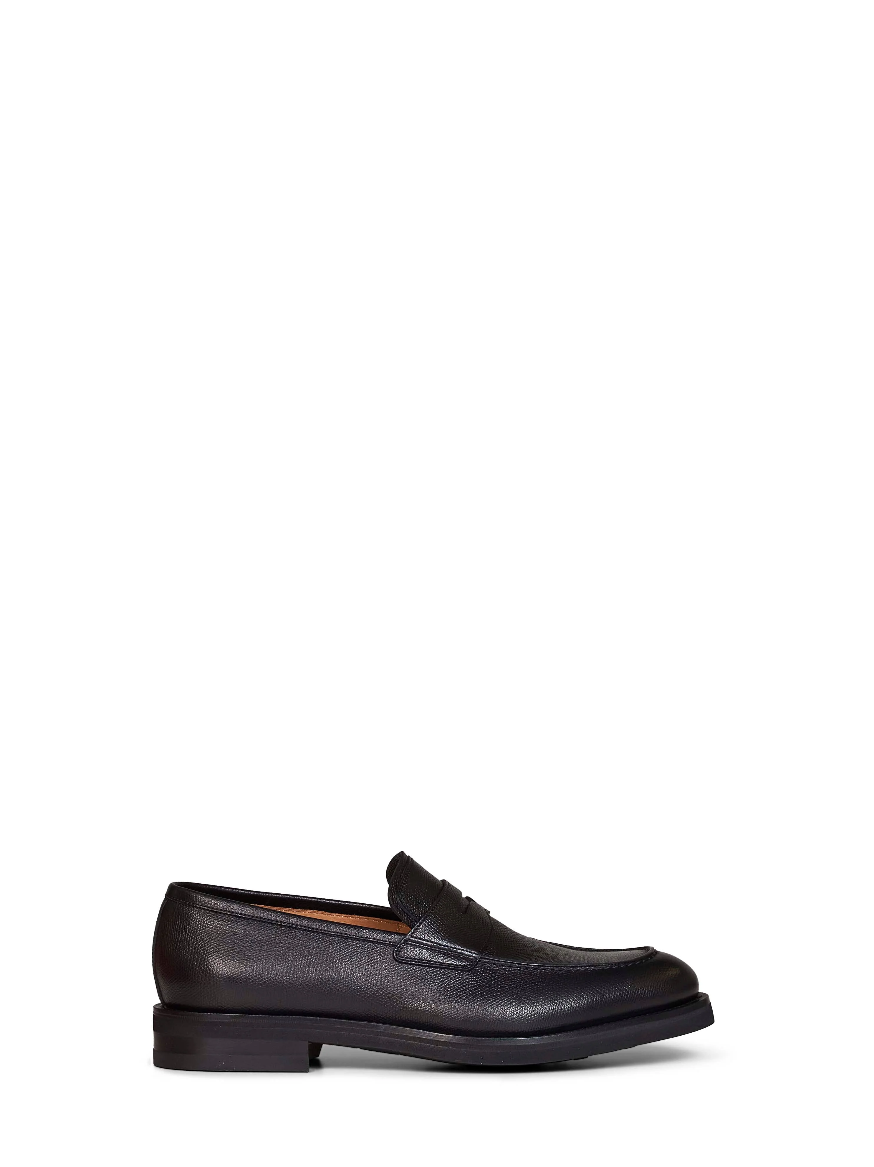 Black hammered leather Stefano Penny loafer - 1