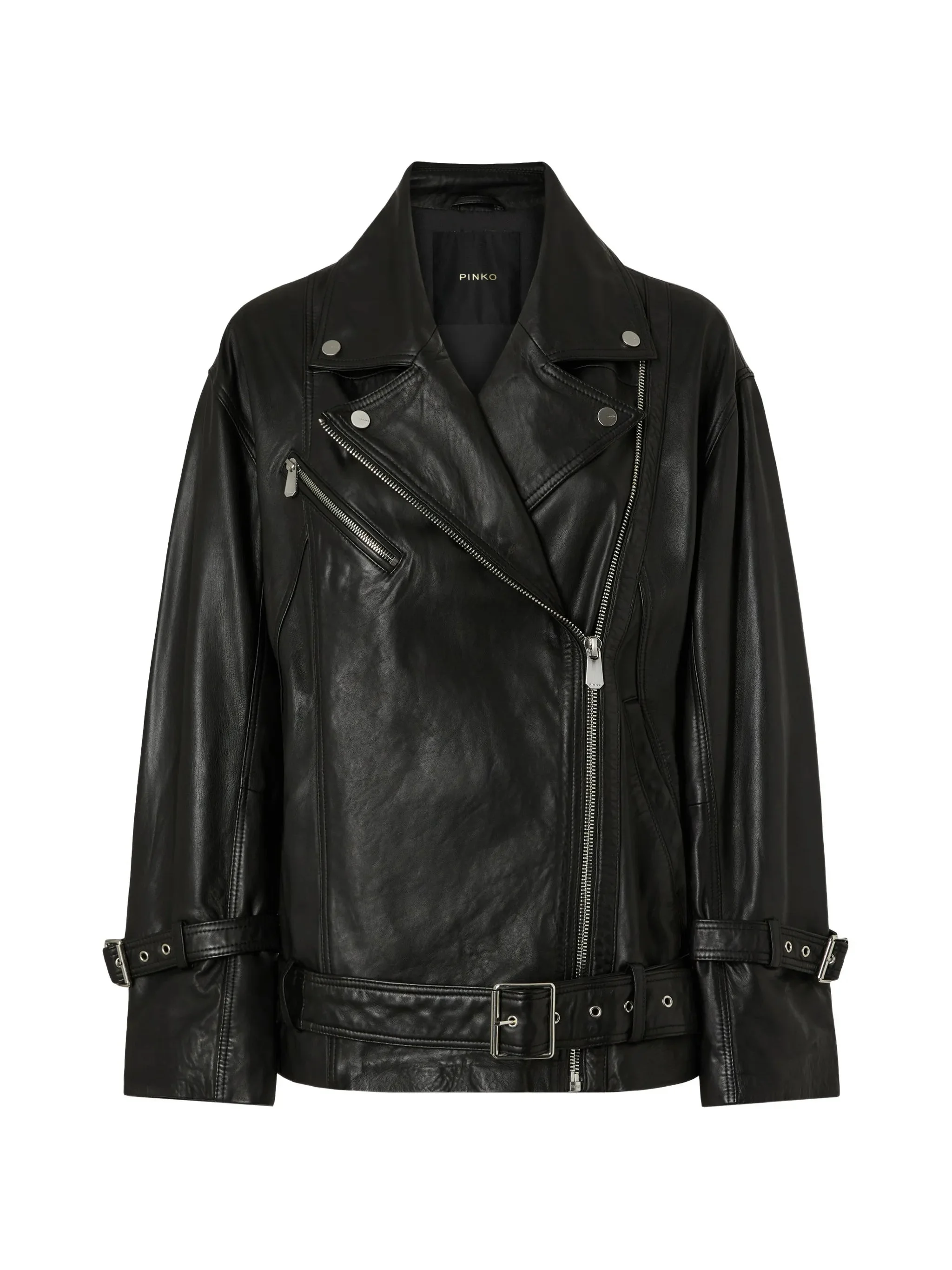 Pinko Buckle-belted Leather Jacket - 1