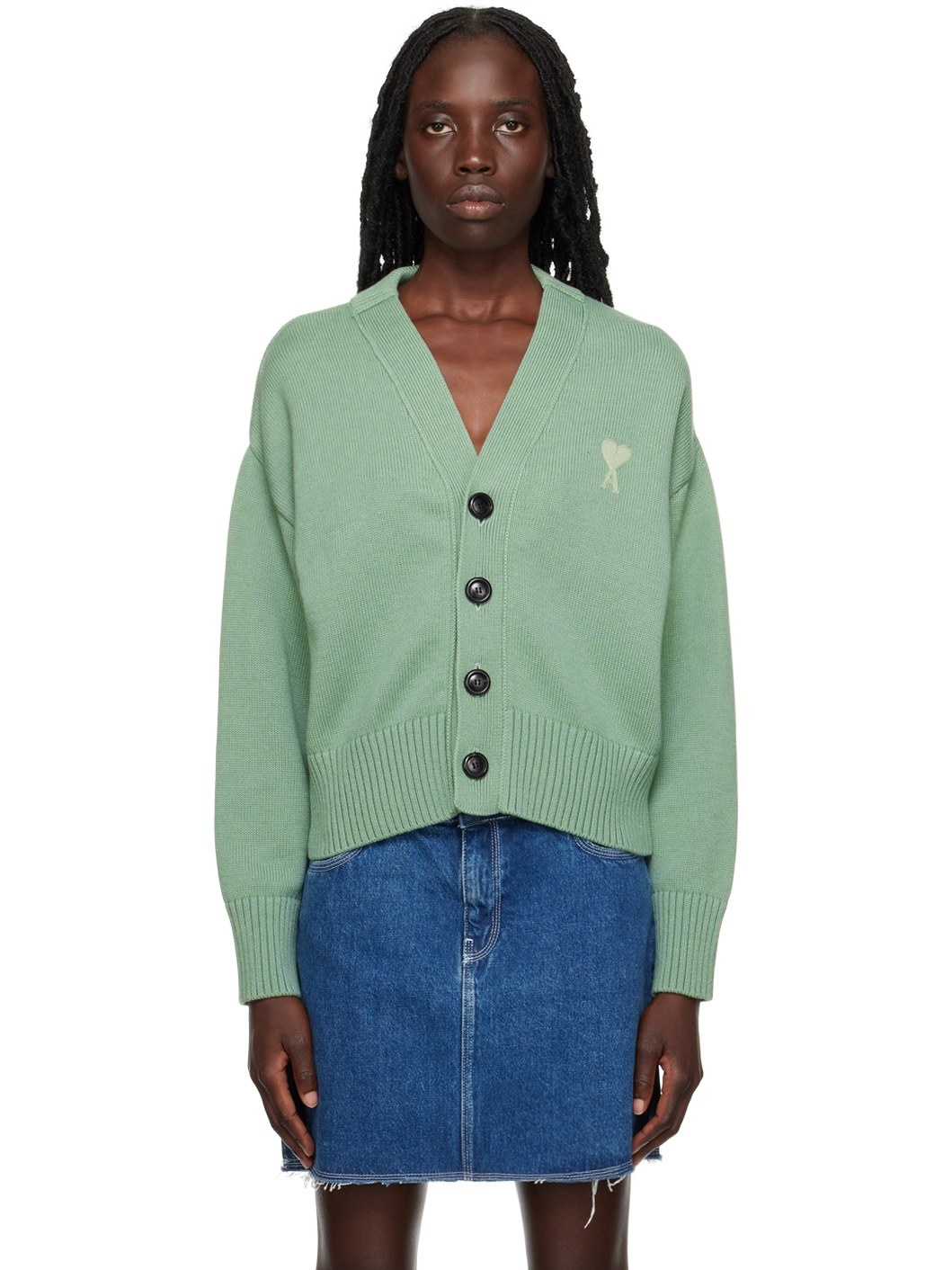 SSENSE Exclusive Green Ami de Cœur Cardigan - 1