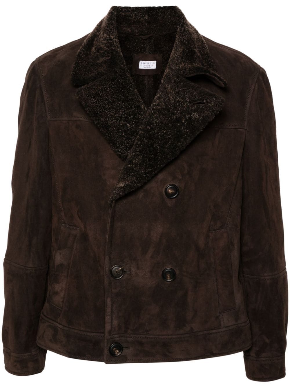 double-breasted shearling jacket - 1