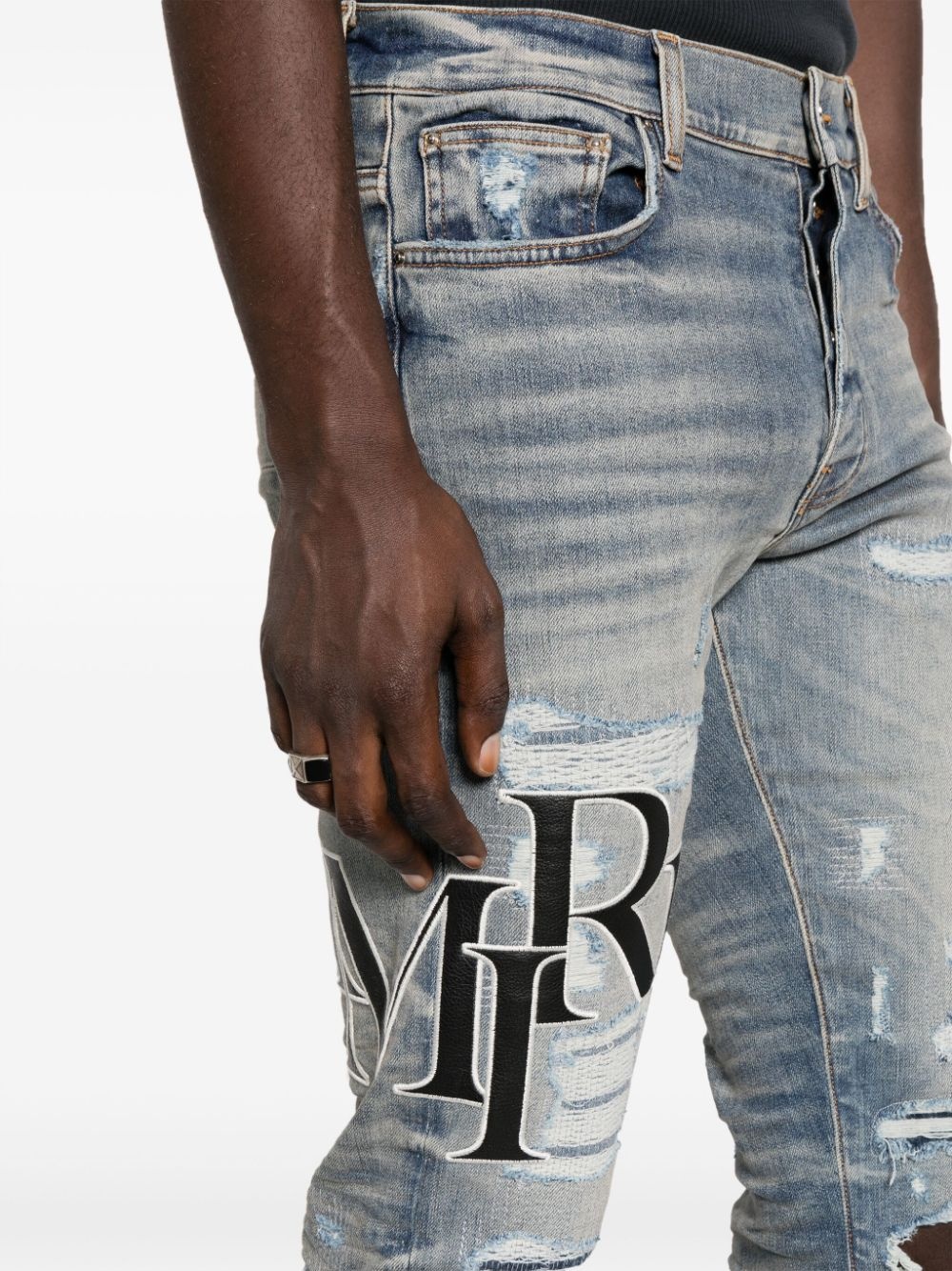 logo-patch cotton-blend slim-fit jeans - 5