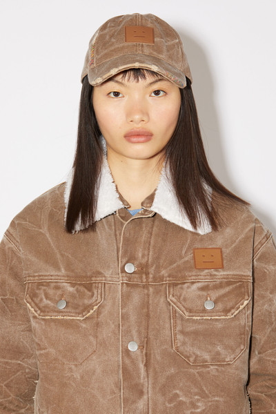 Acne Studios Leather Face patch cap - Toffee brown outlook
