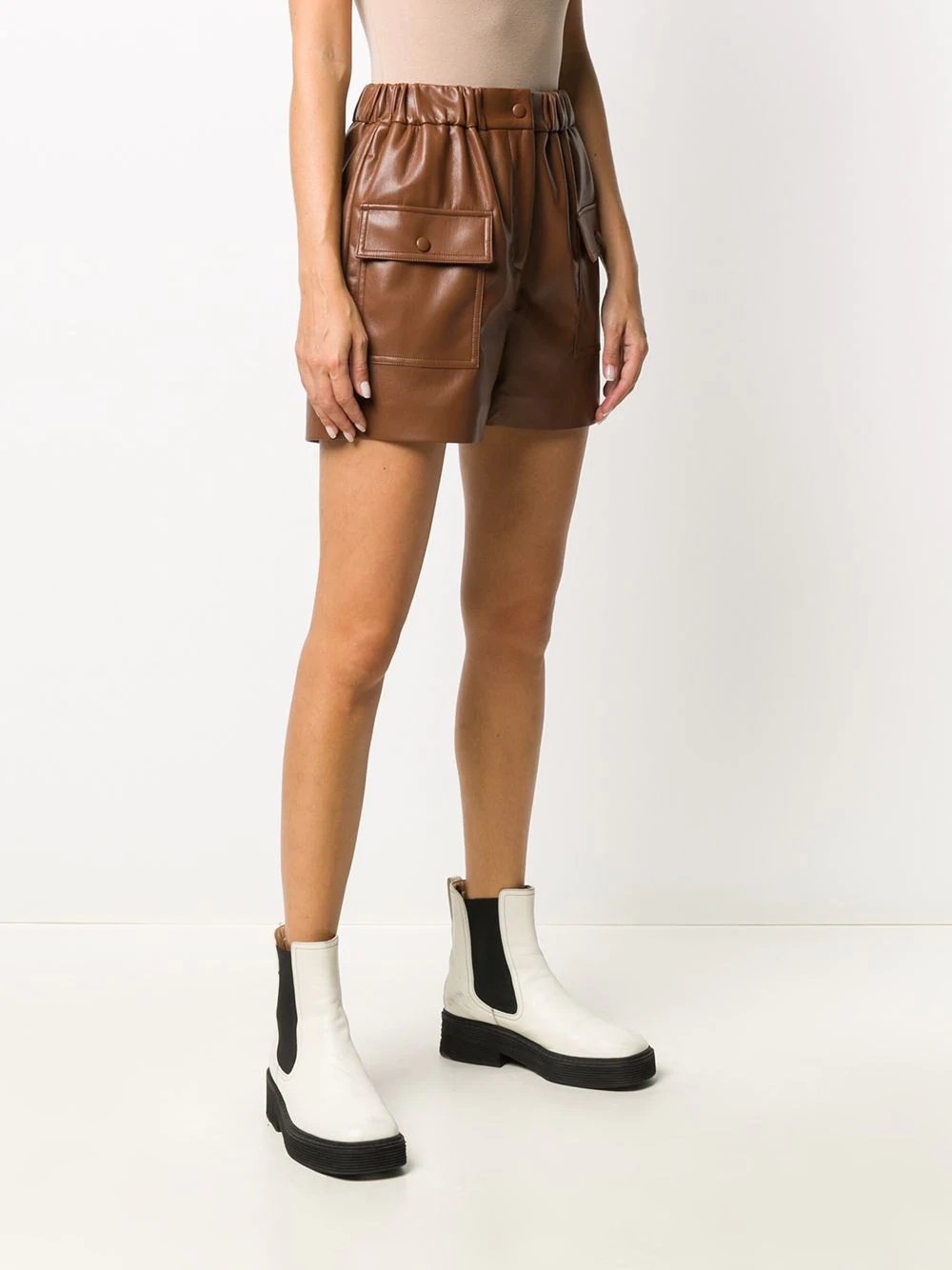 faux-leather shorts - 3