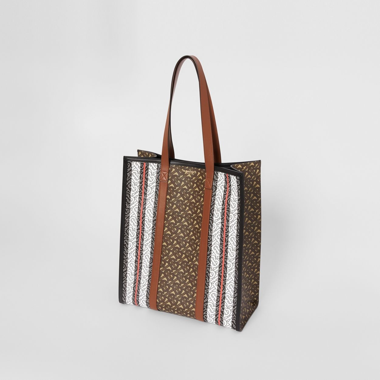 Monogram Stripe E-canvas Portrait Tote Bag - 5