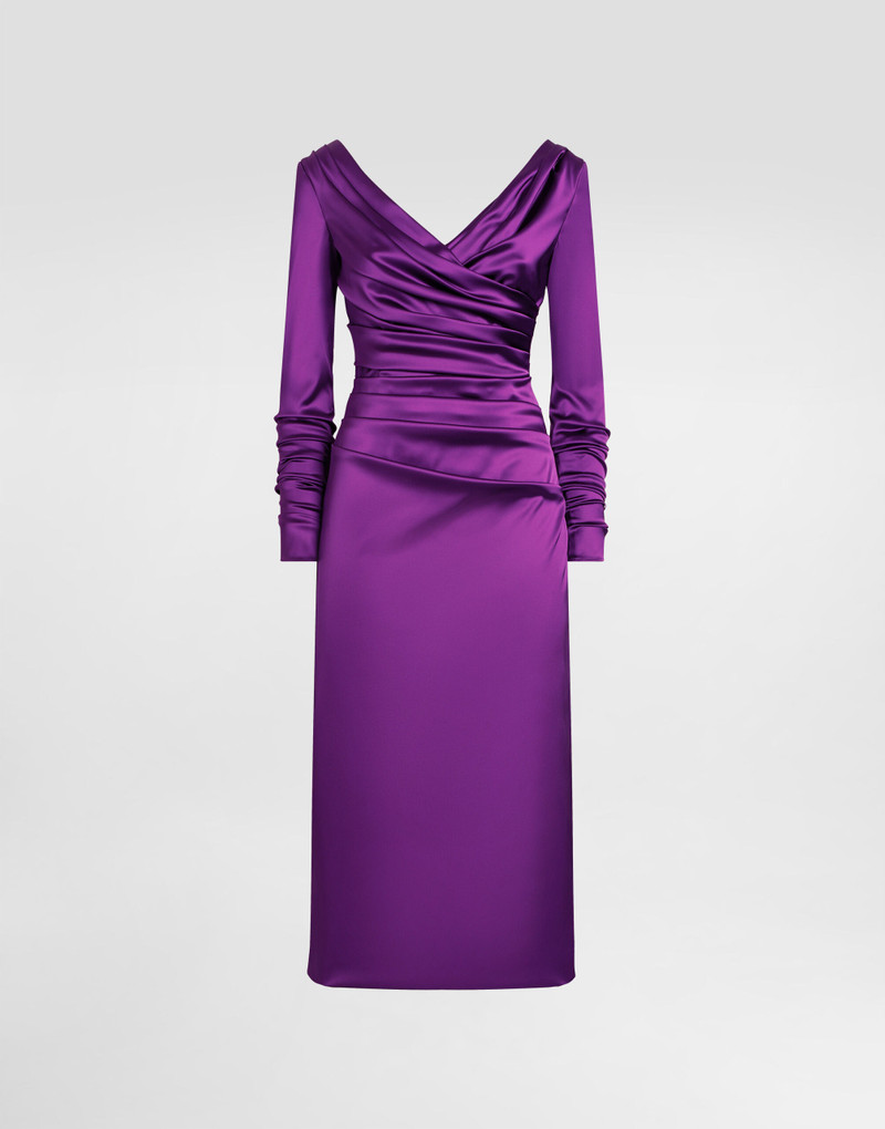 Stretch satin longuette dress 1