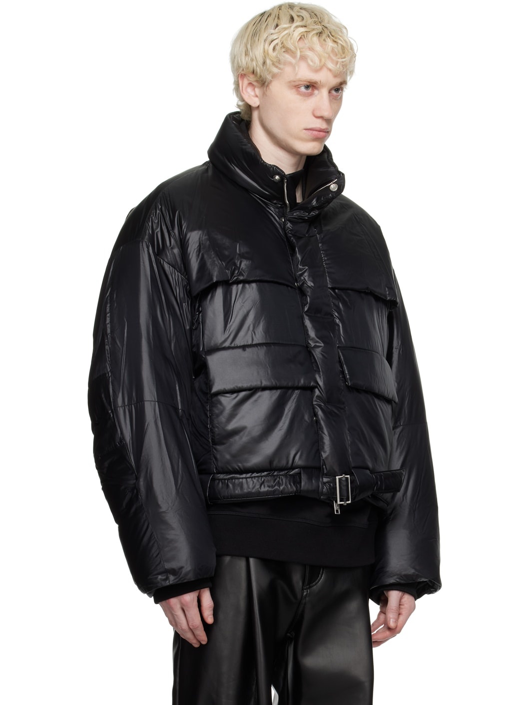 Black Belted Down Jacket - 2