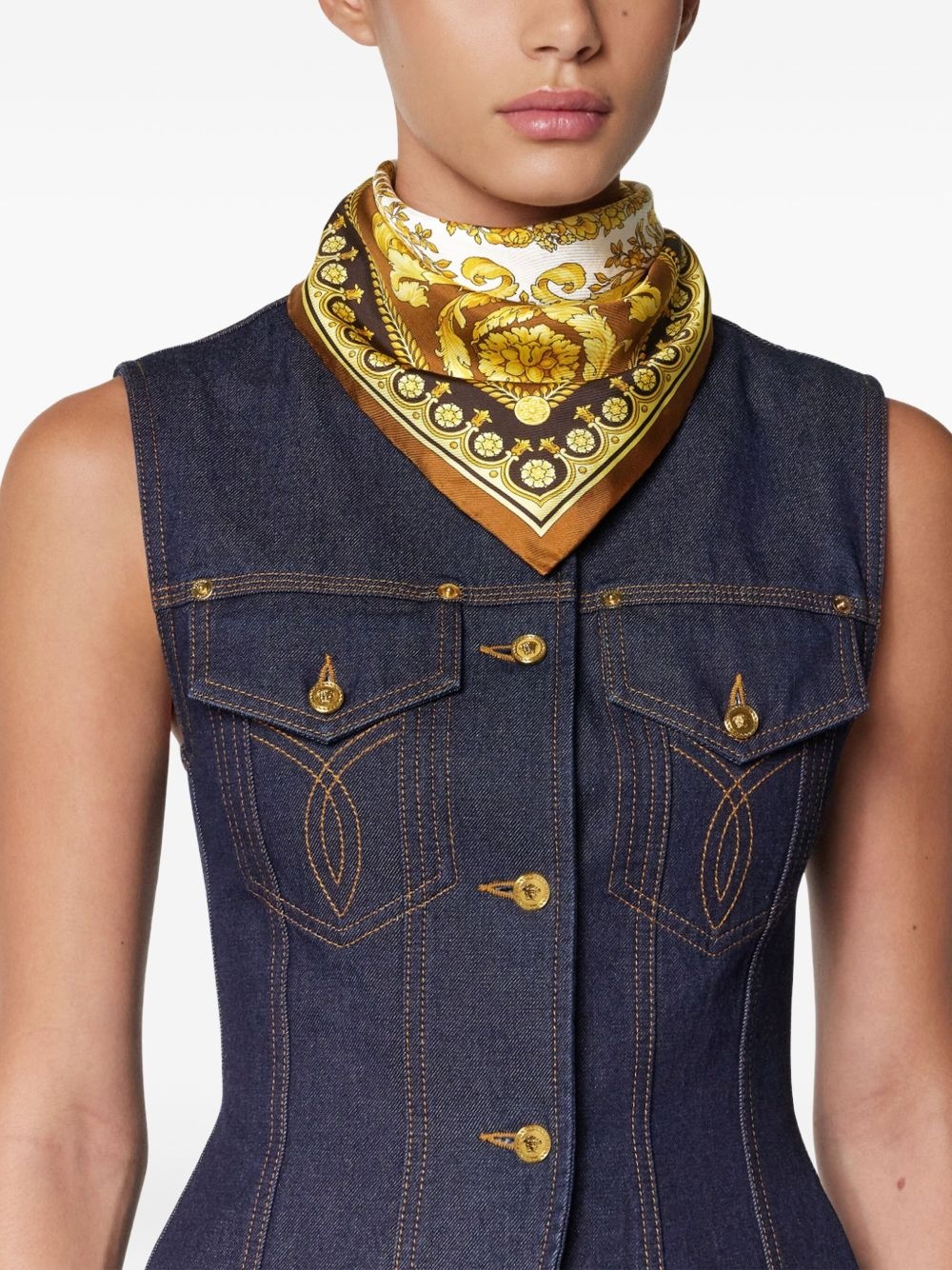 Barocco-print silk scarf - 3