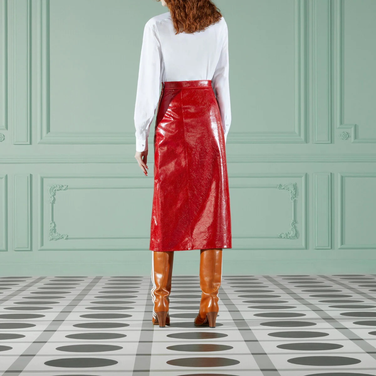 Python print leather skirt - 6