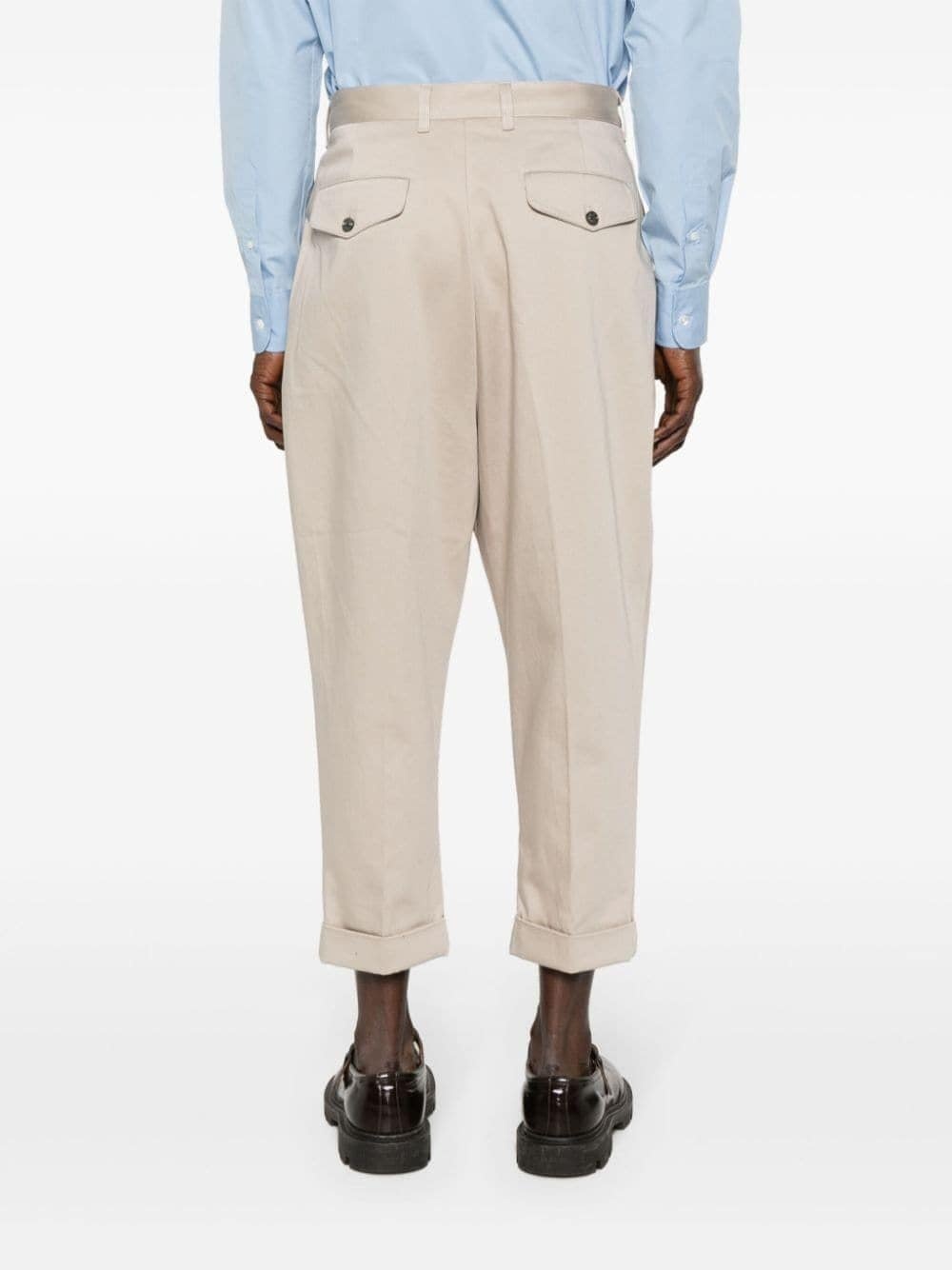 pleat-detail cotton trousers - 4