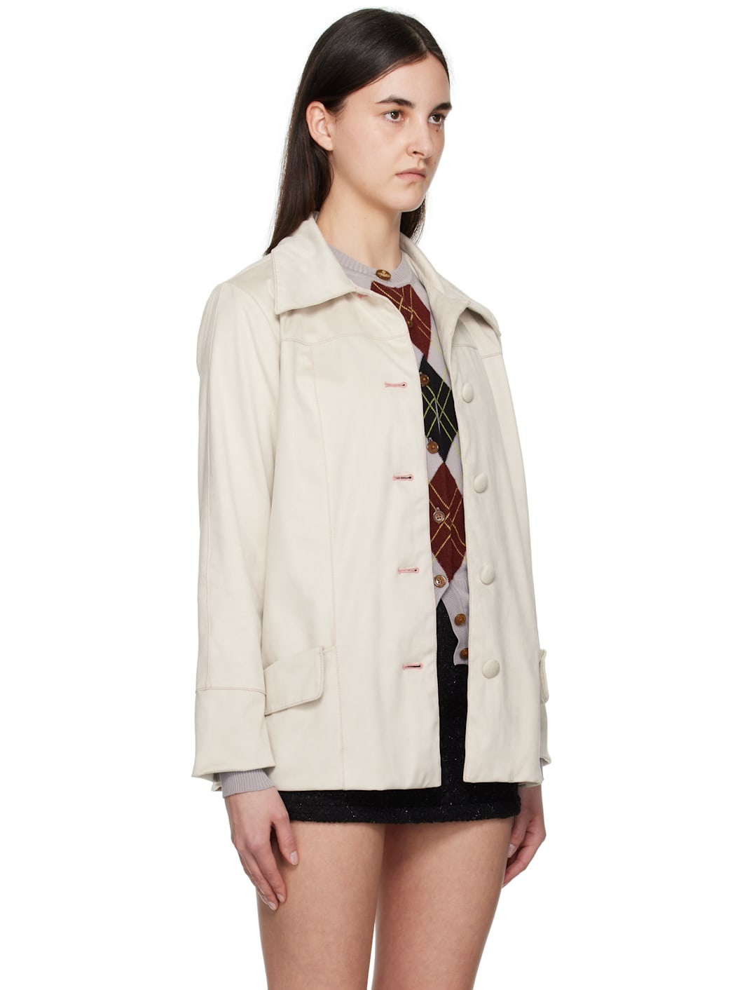 Off-White Buttoned Faux-Suede Coat - 2