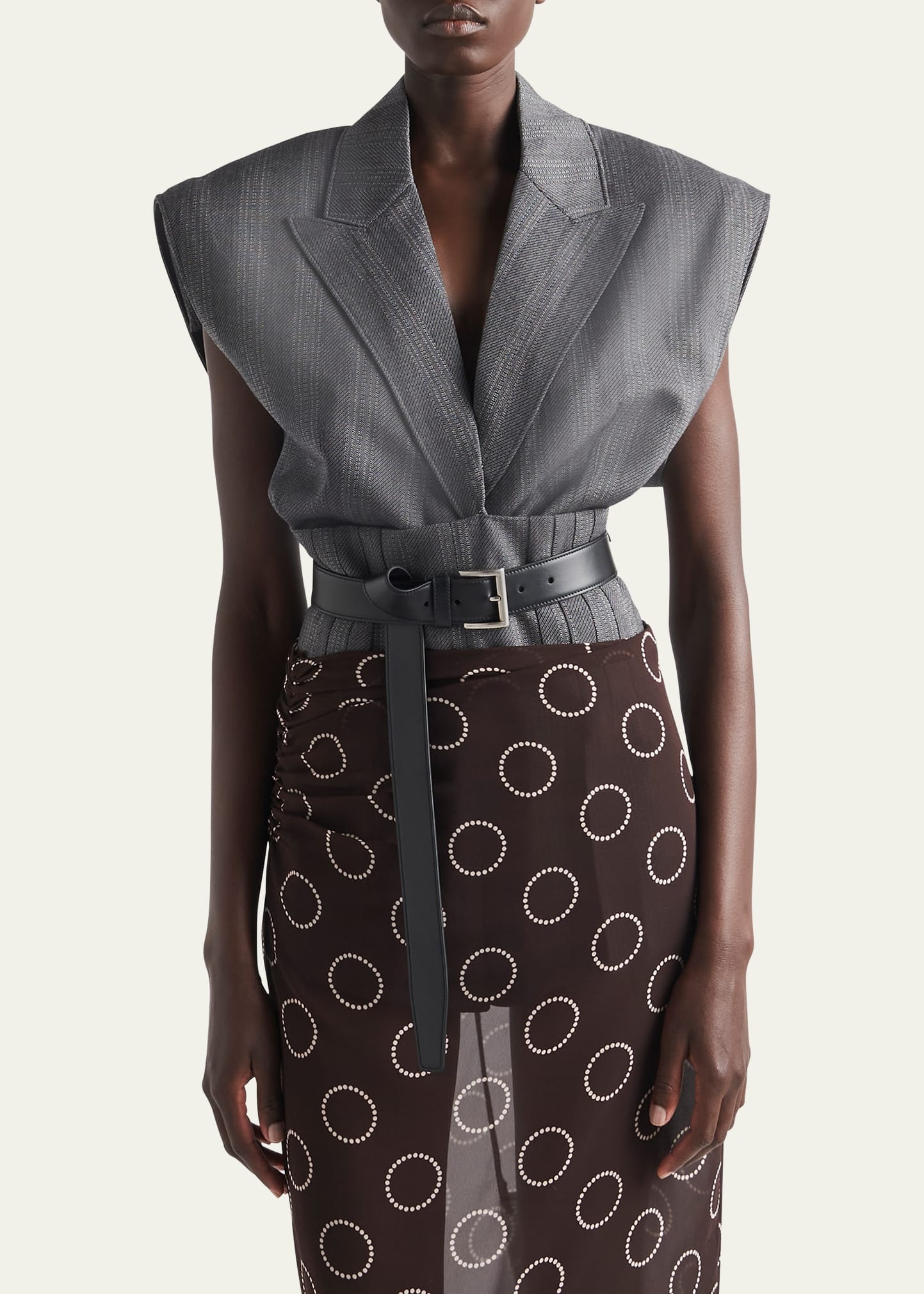 Single-Breasted Pinstripe Wool Vest - 4