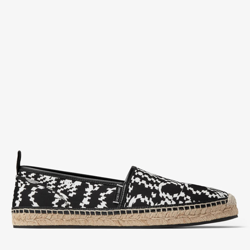 Egon
Black and White Nylon Espadrilles with Distorted Jimmy Choo Print 1